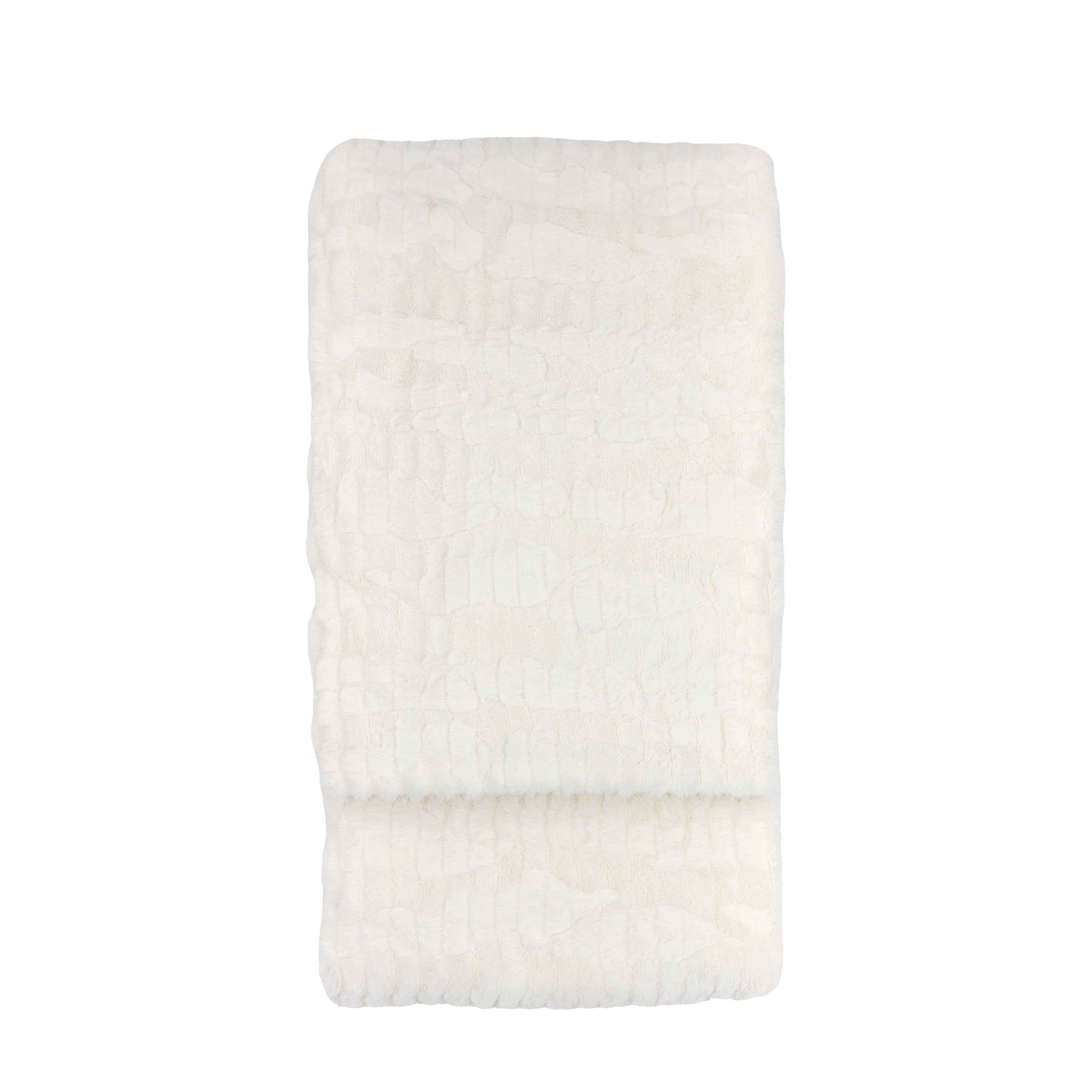 Textured Rabbit Faux Fur Throw Cream - Polyester | Migo Interiors