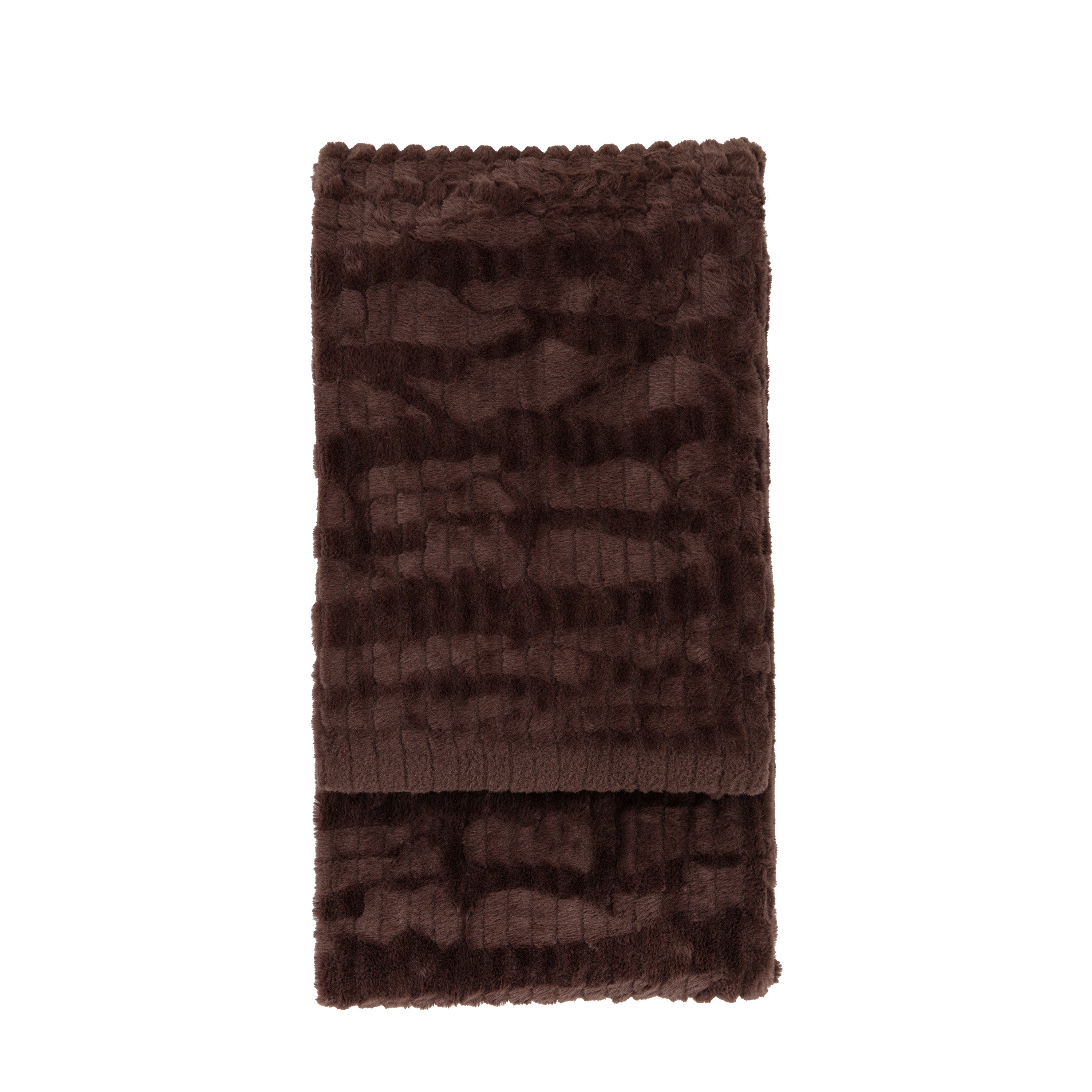 Textured Rabbit Faux Fur Throw Brown - Polyester | Migo Interiors