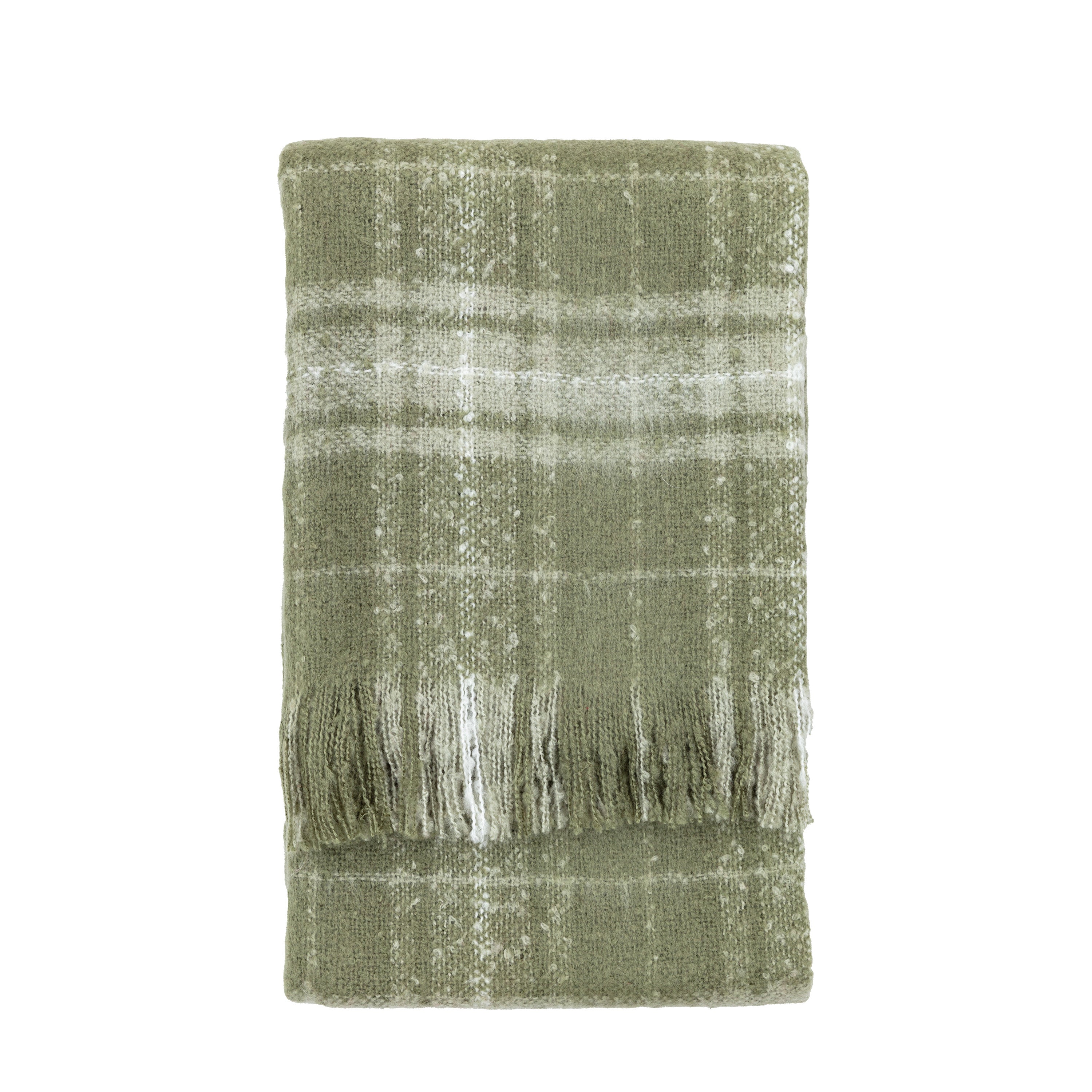 Check Faux Mohair Throw Olive - Acrylic | Migo Interiors