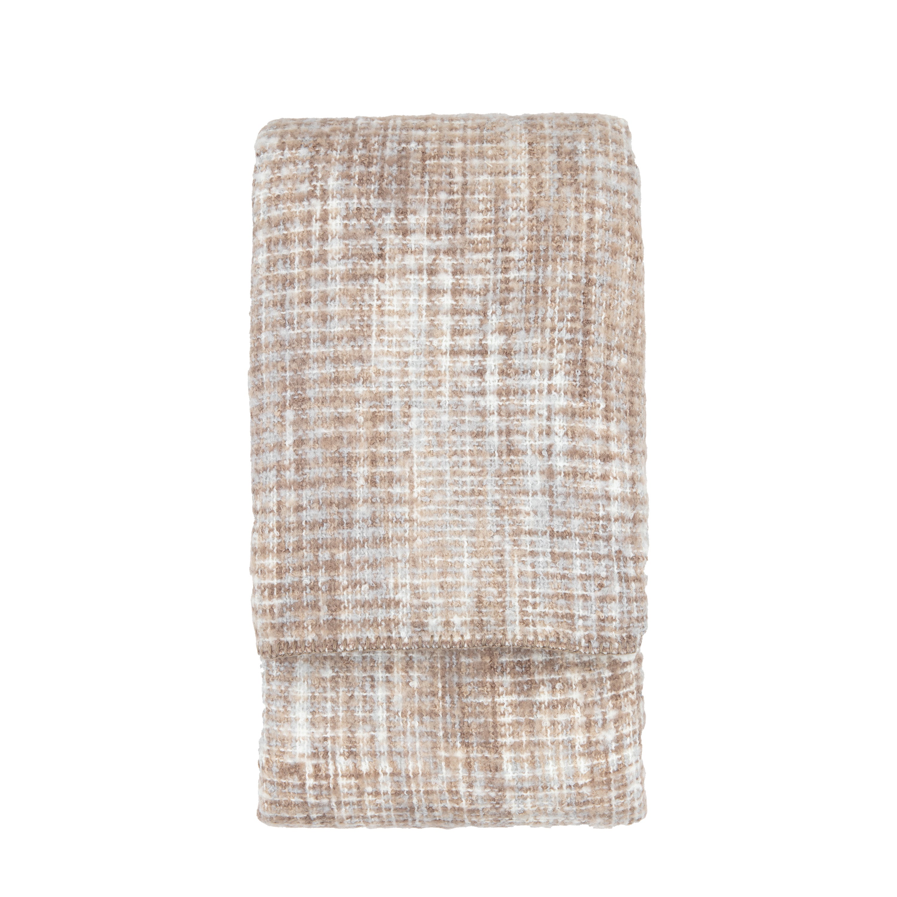 Woven Natural Faux Mohair Sherpa Throw - Polyester / Acrylic | Migo Interiors