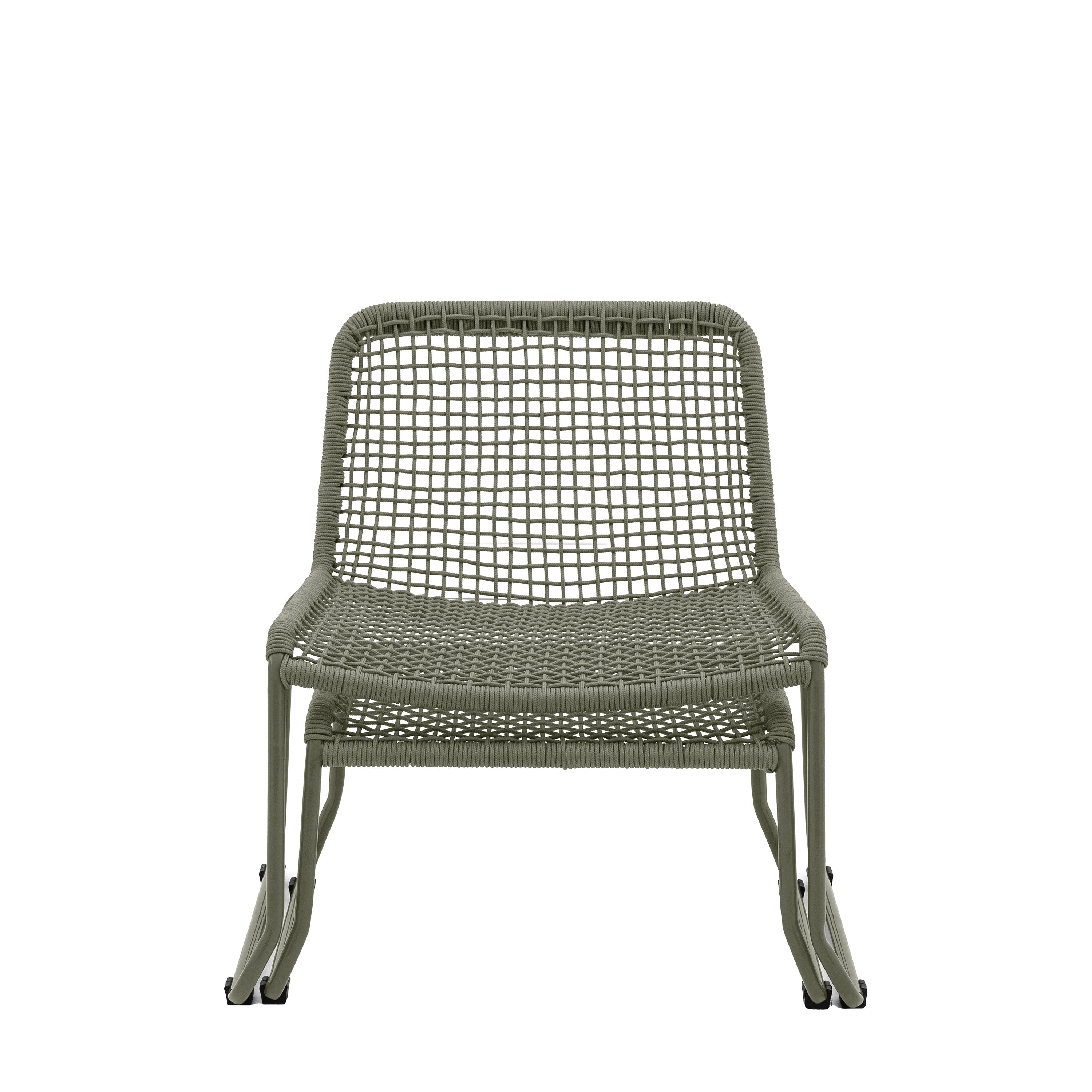 Sassano Lounge Chair with Footstool Green - Steel / Rope | Migo Interiors