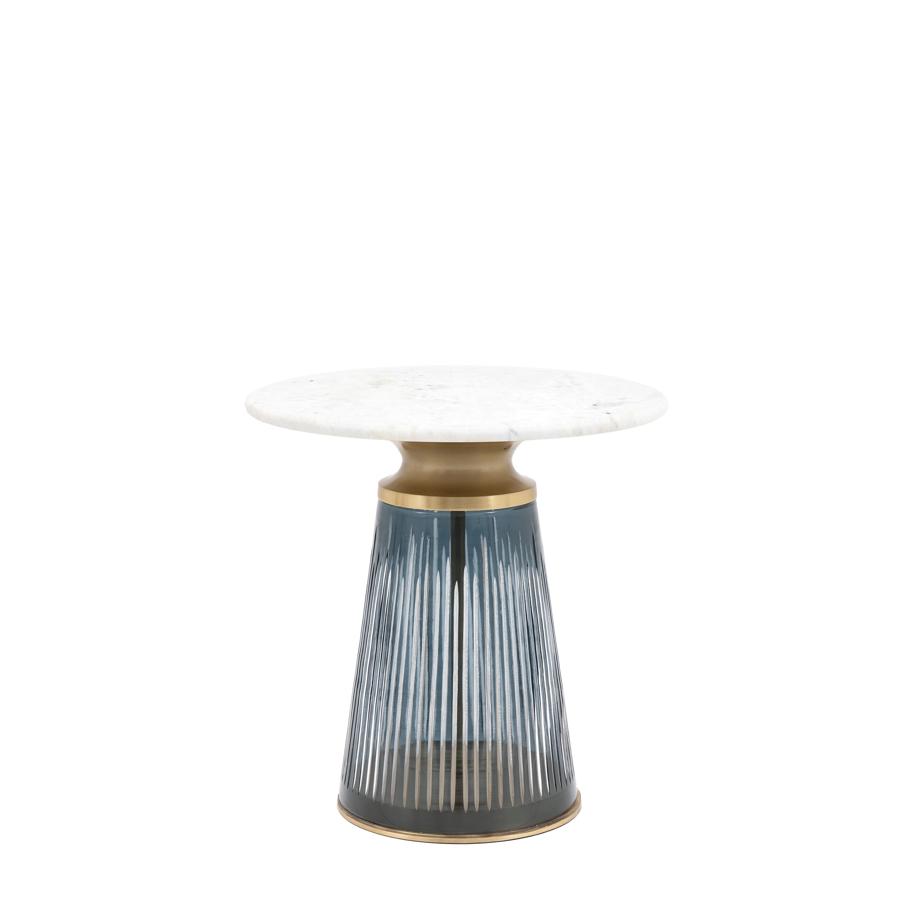 Seville Side Table Blue - Glass / Marble / Aluminium | Migo Interiors