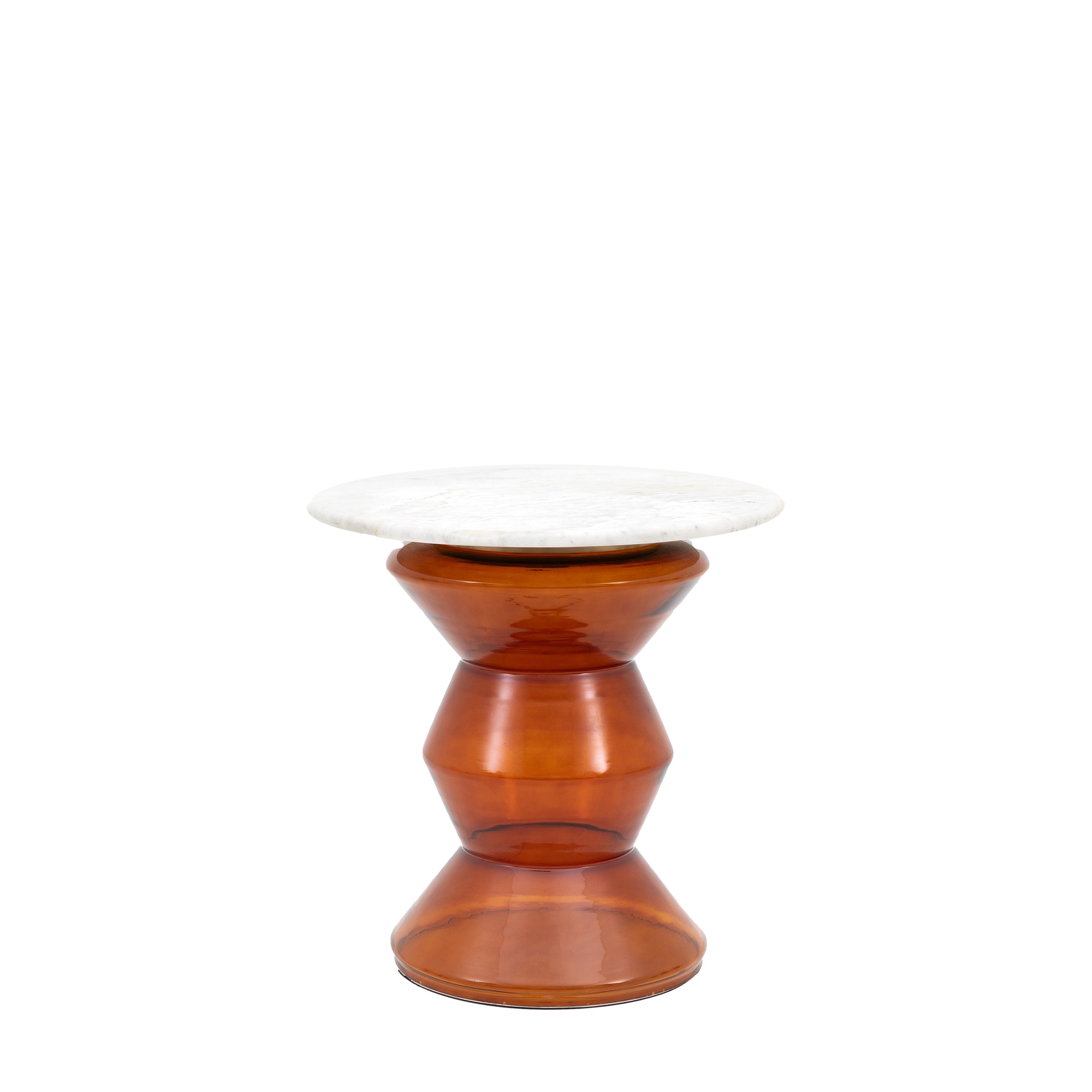 Turin Side Table Orange - Glass / Marble / Aluminium | Migo Interiors