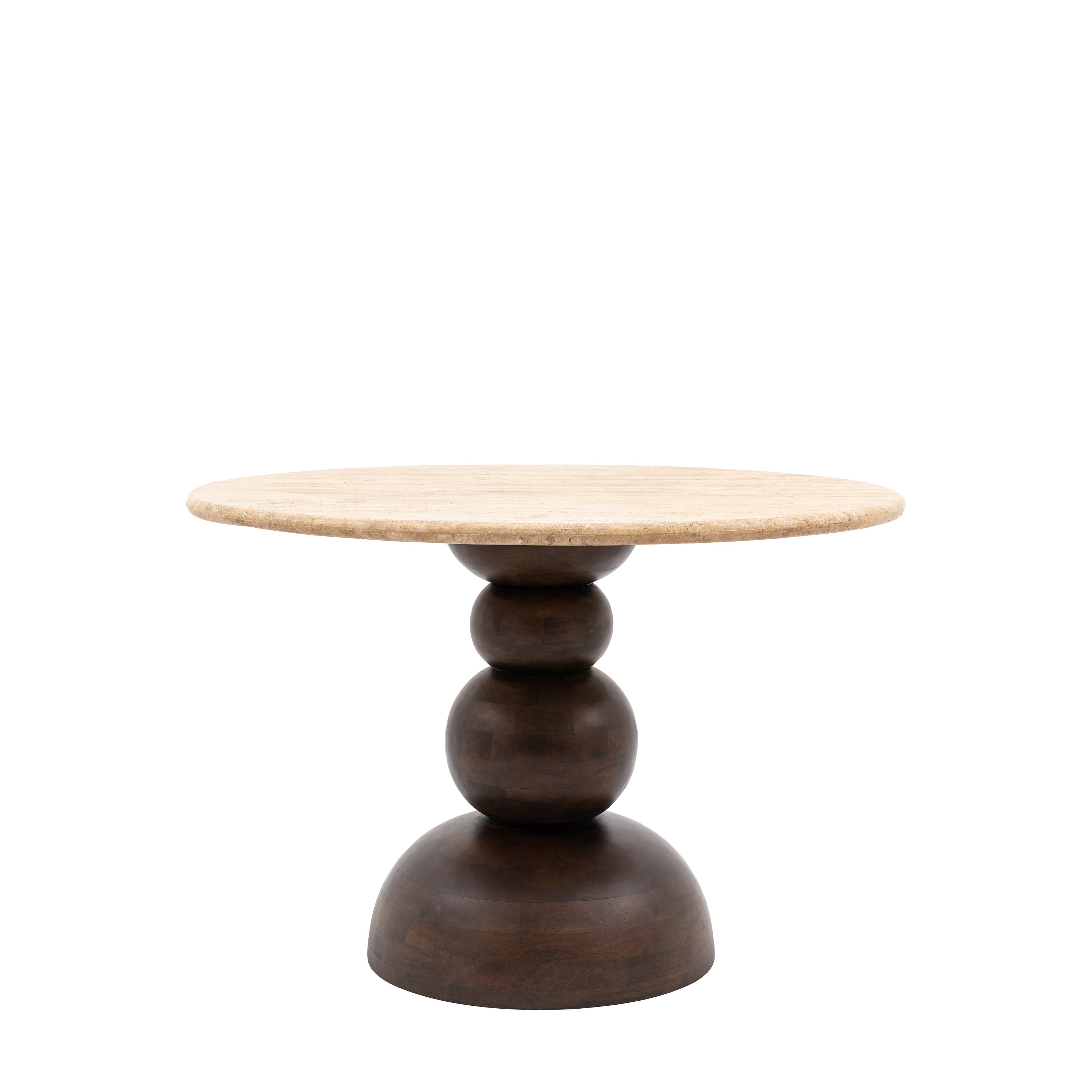 Sculpt Round Dining Table - Travertine / Mango Wood | Migo Interiors