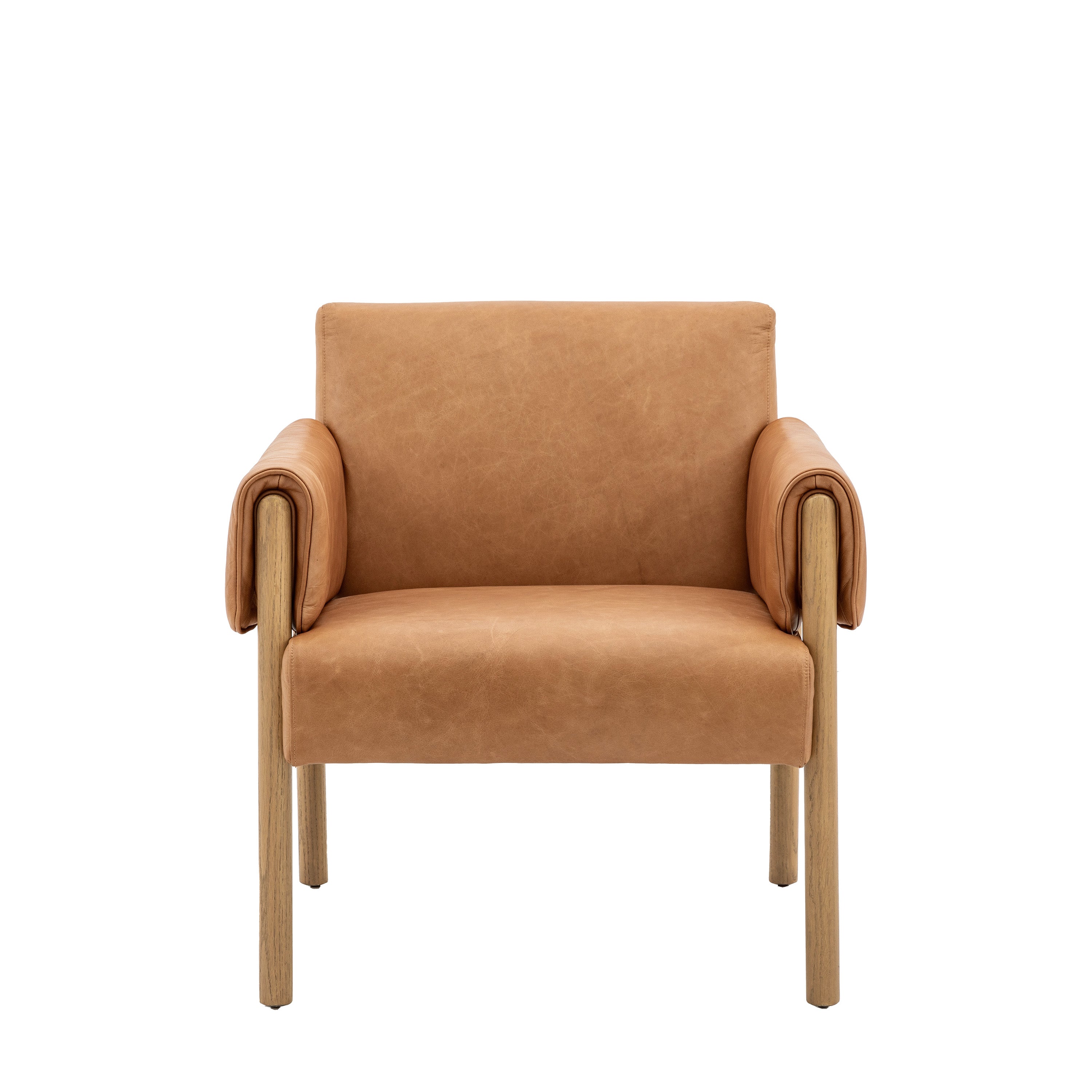 Stratford Armchair Brown Leather - Solid Oak / Plywood / Leather / Foam / PolyPolyfibre | Migo Interiors