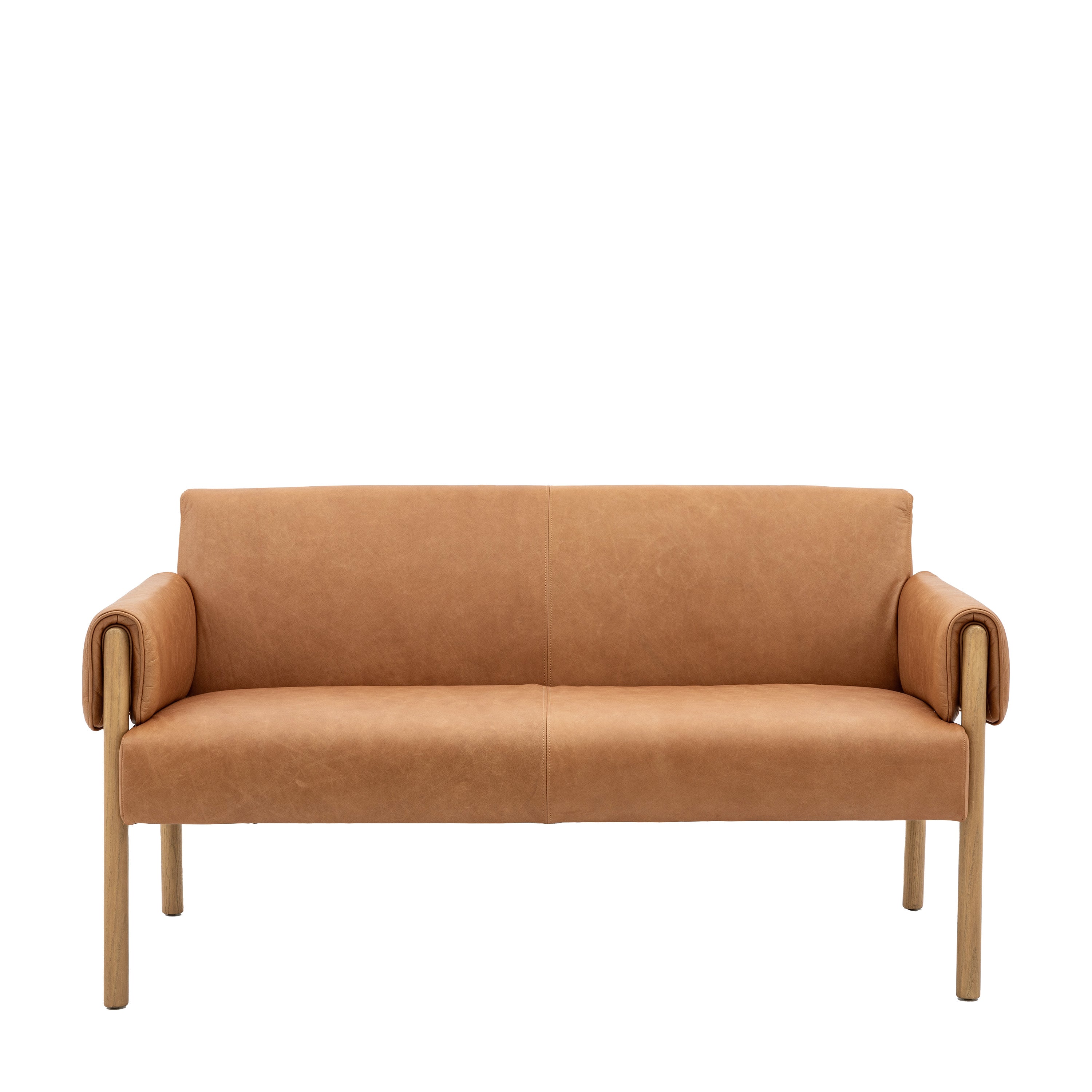 Stratford 2 Seater Sofa Brown Leather - Solid Oak / Plywood / Leather / Foam / PolyPolyfibre | Migo Interiors
