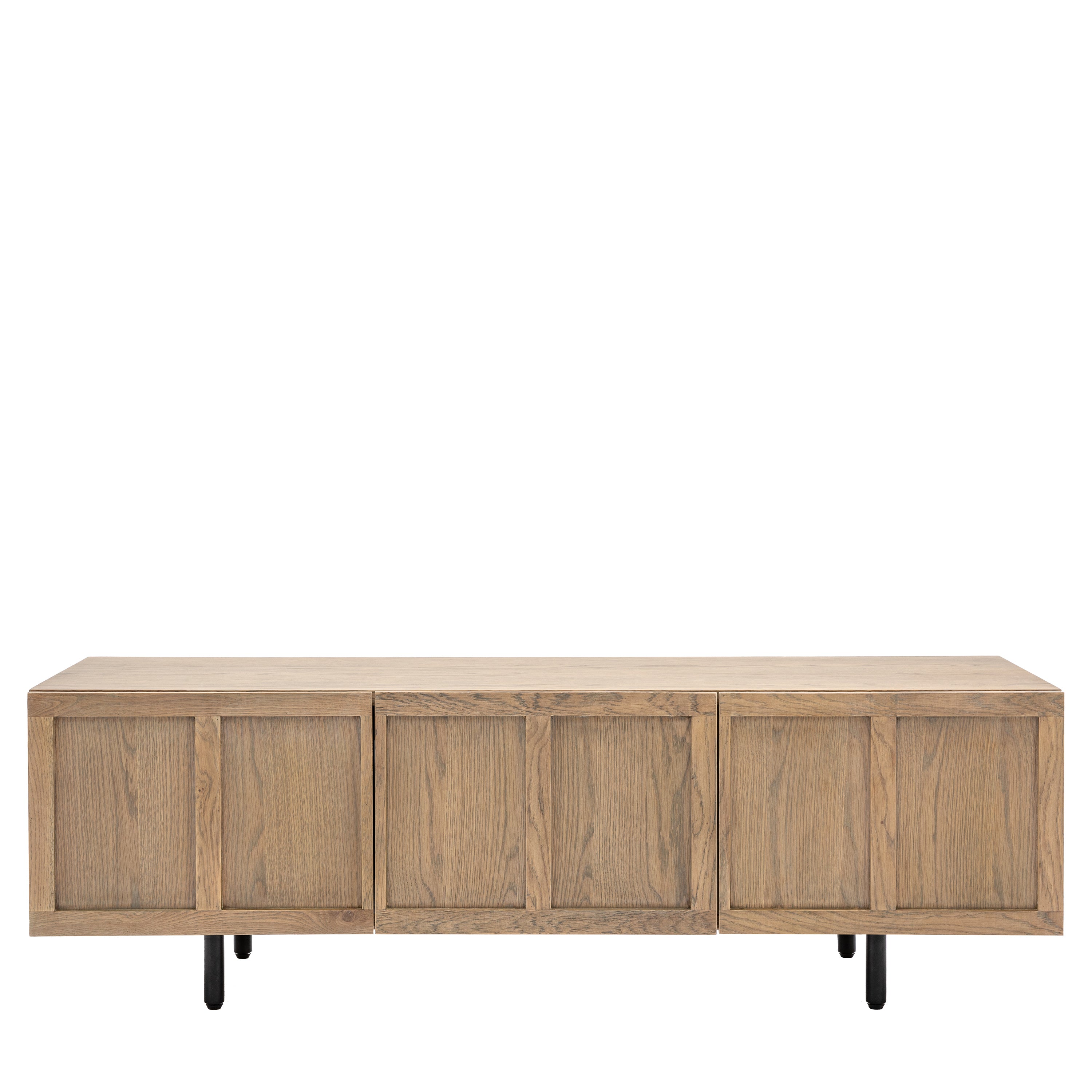 Panelled Media Unit - MDF / Acacia Veneer / White Oak / White Oak Veneer | Migo Interiors