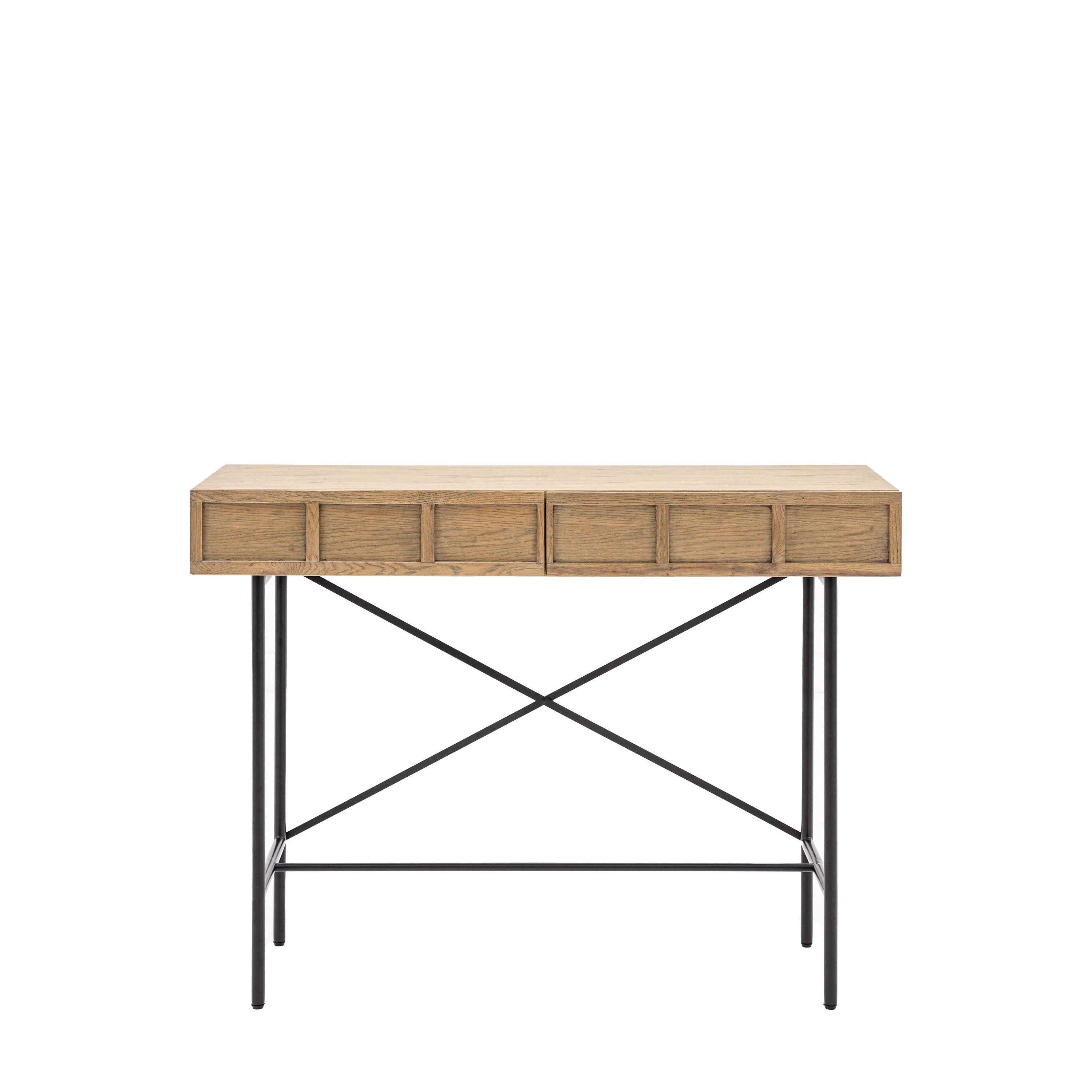 Panelled 2 Drawer Console - MDF / Acacia Veneer / White Oak / White Oak Veneer / Rubber Wood | Migo Interiors
