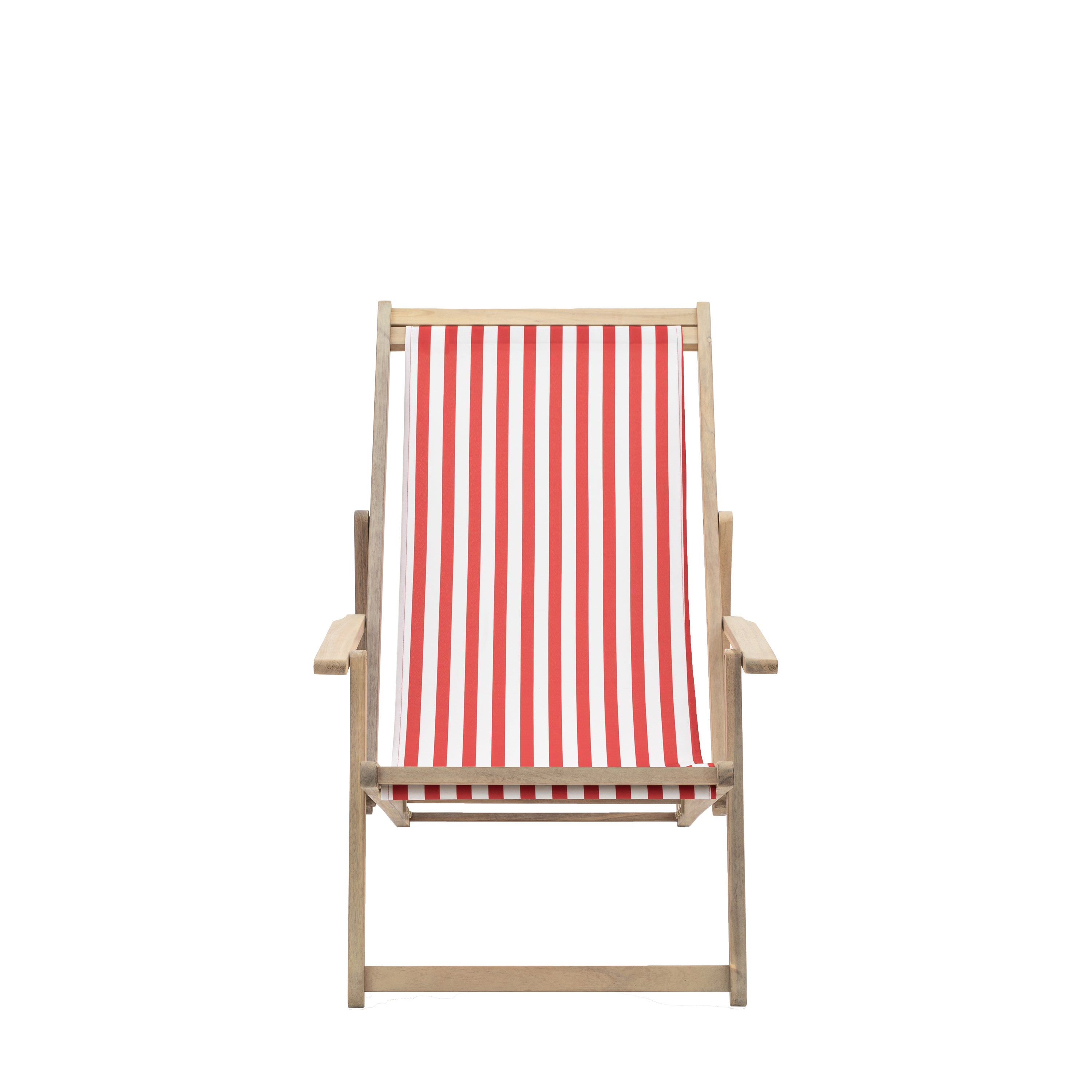 Red Stripe Deck Chair - Acacia / Polyester Fabric | Migo Interiors