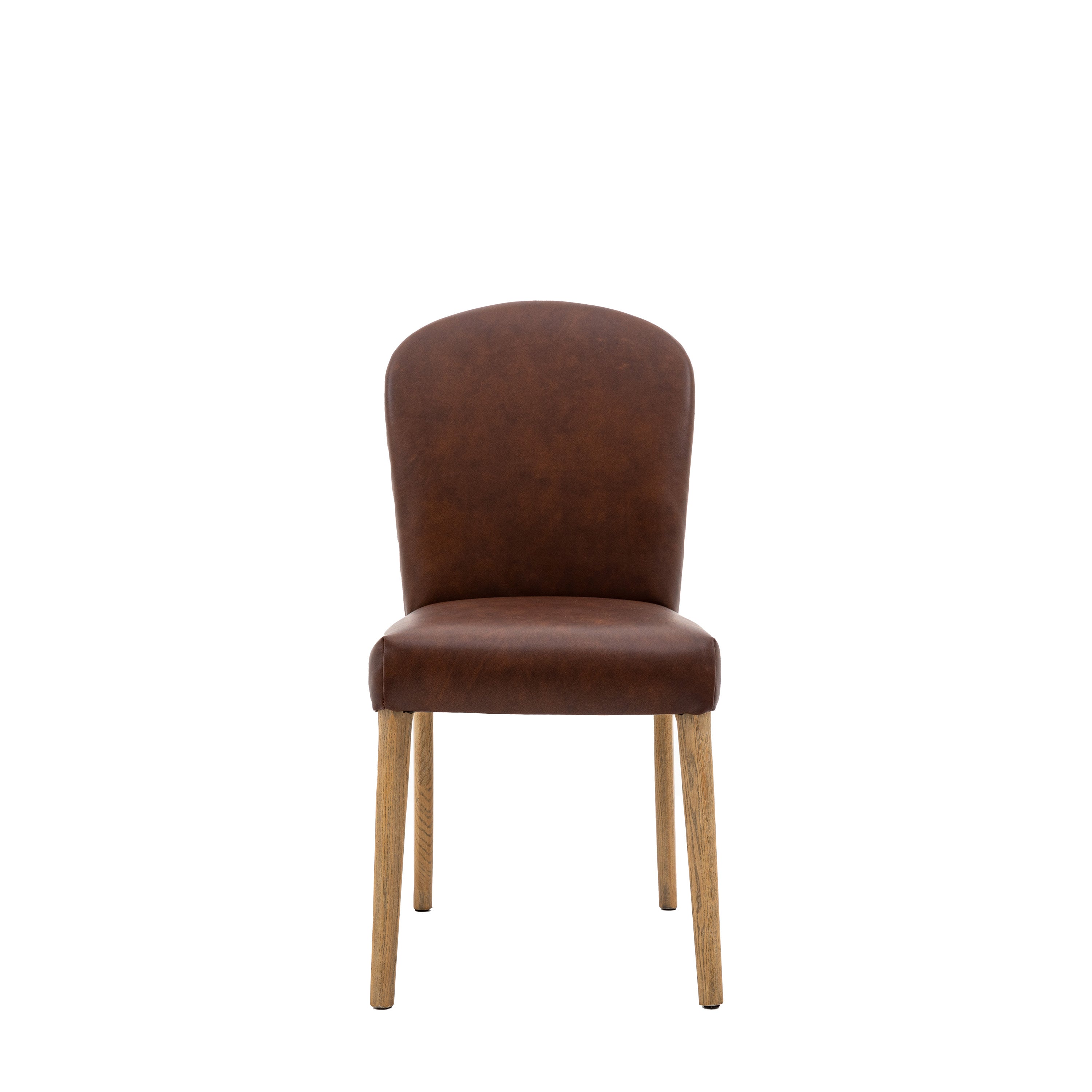 Hinton Dining Chair Brn Leath (2pk) - Solid Oak / Plywood / Polyester Fabric / Foam / Polyfibre | Migo Interiors
