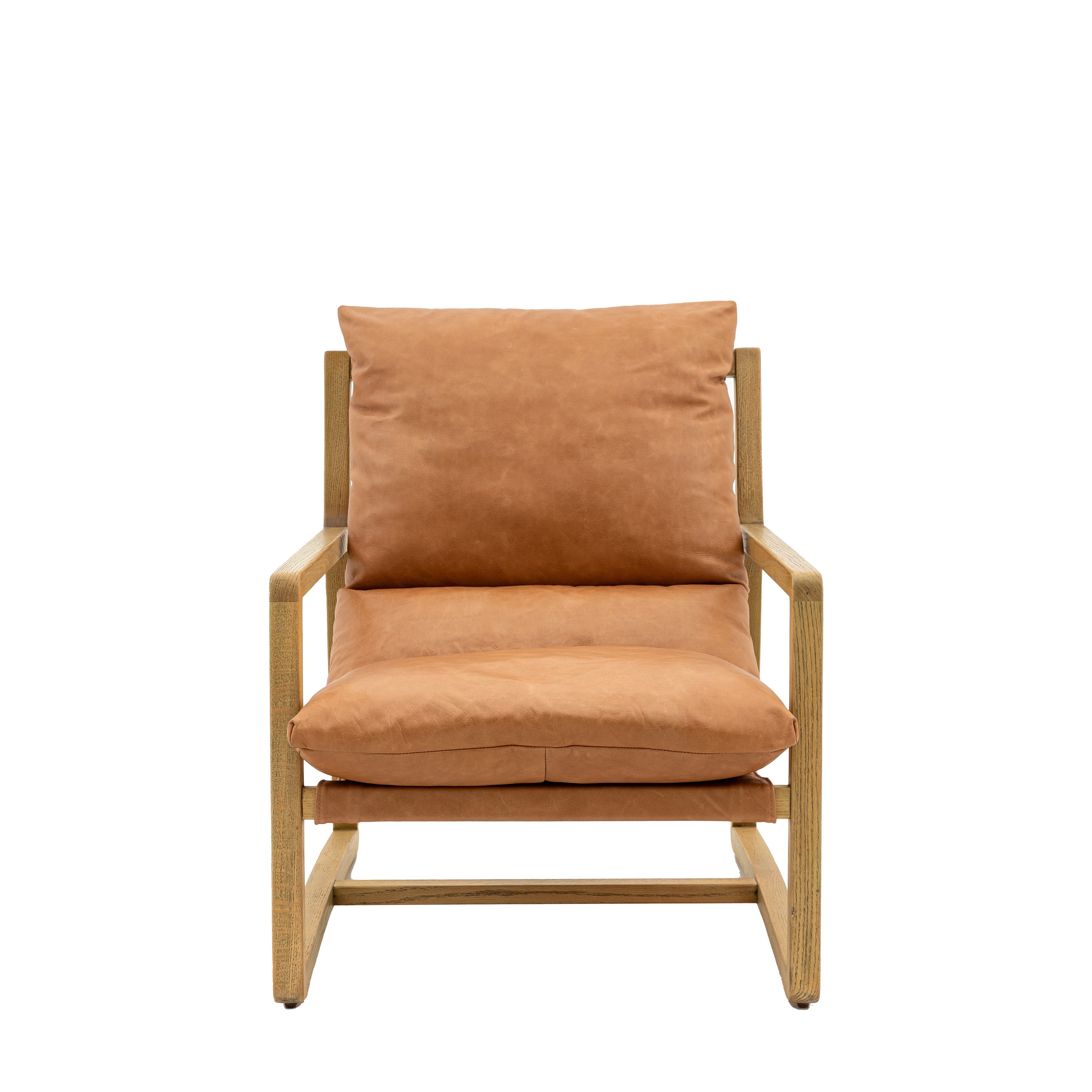 Burela Lounge Chair Vint Brn Leather - Ash / Leather / Polyester Fabric / Fibre Filling | Migo Interiors