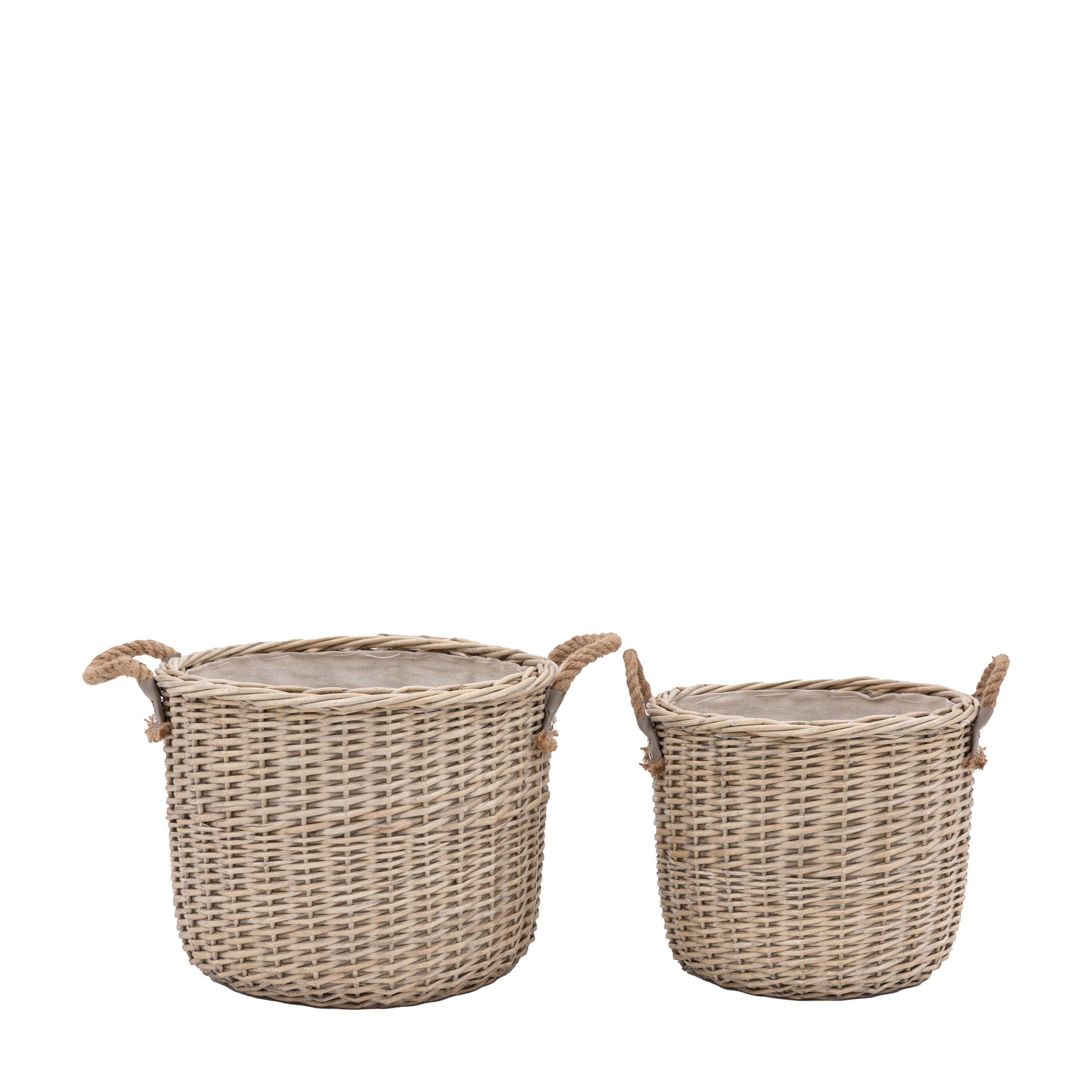 Paraiso Round Baskets (Set of 2) - Wicker / Willow / Linen | Migo Interiors