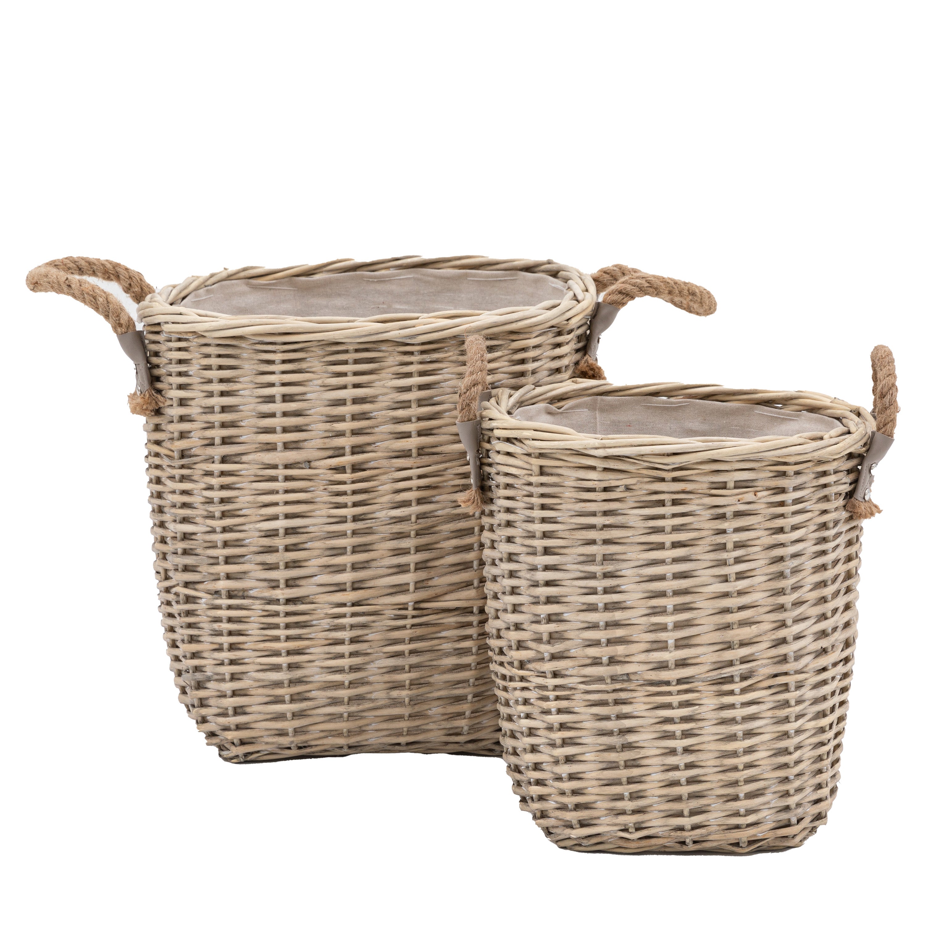 Paraiso Square Baskets (Set of 2) - Wicker / Willow / Linen | Migo Interiors
