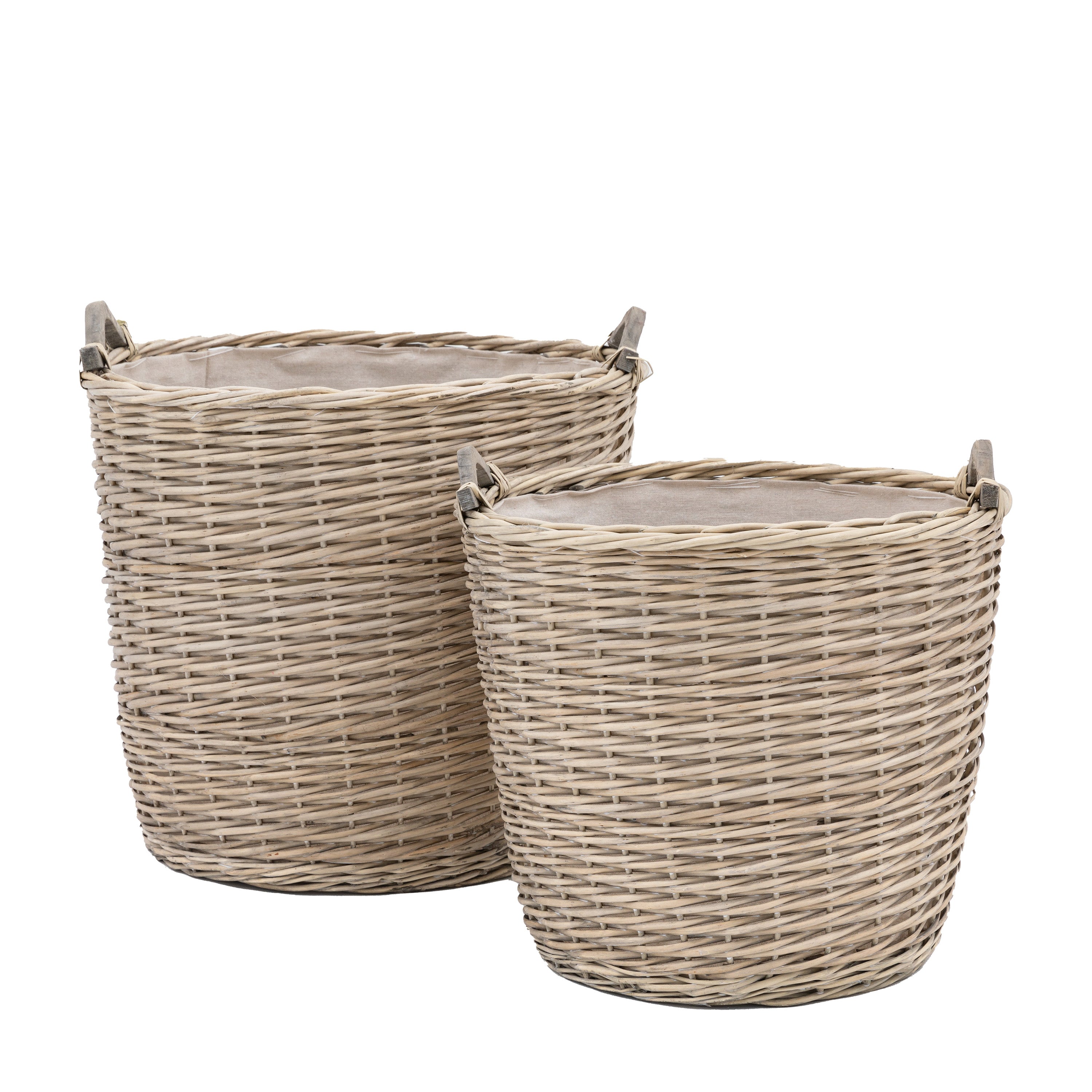 Paraiso Jumbo Baskets (Set of 2) - Wicker / Willow / Linen | Migo Interiors