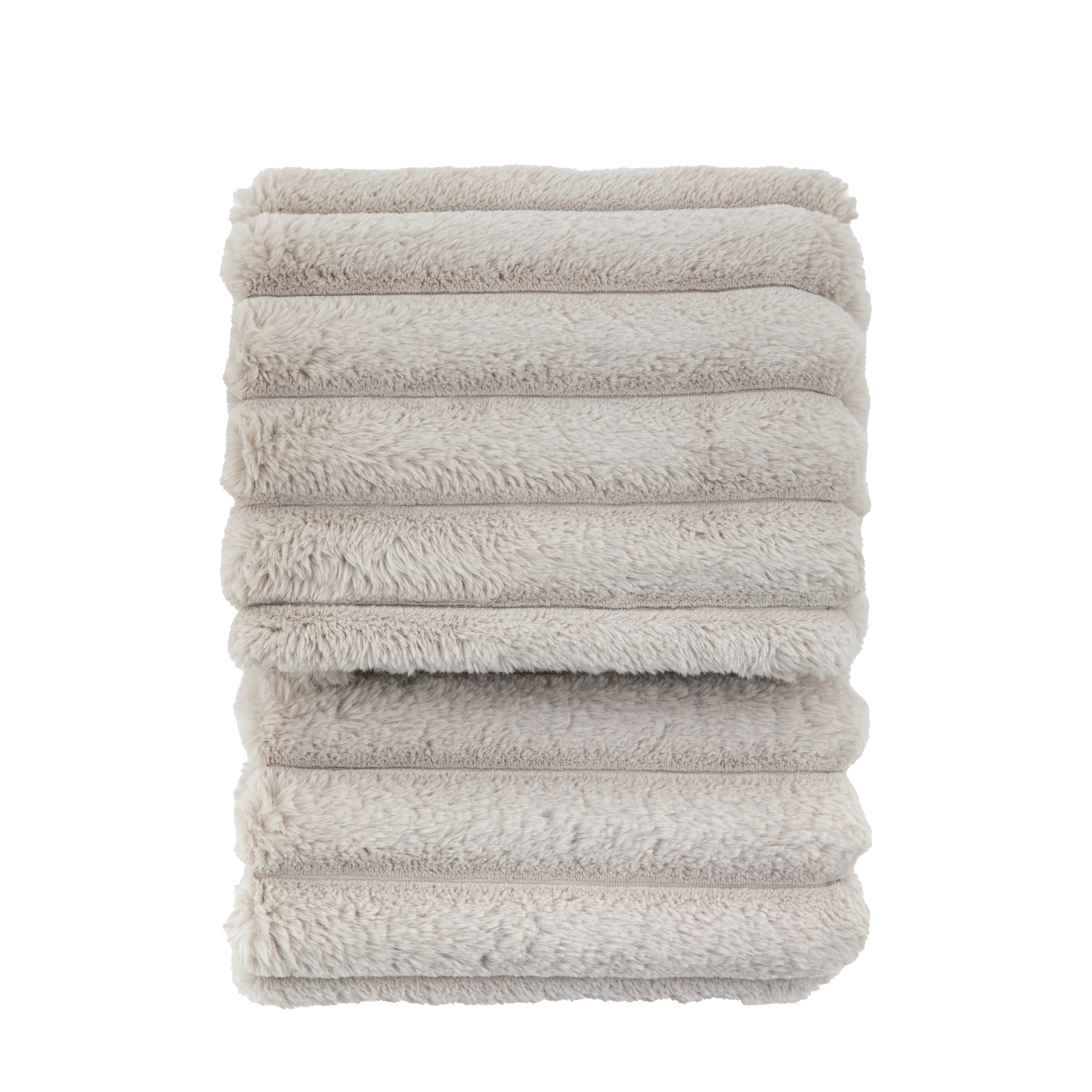 Ribbed Faux Fur Throw Natural - Polyester | Migo Interiors