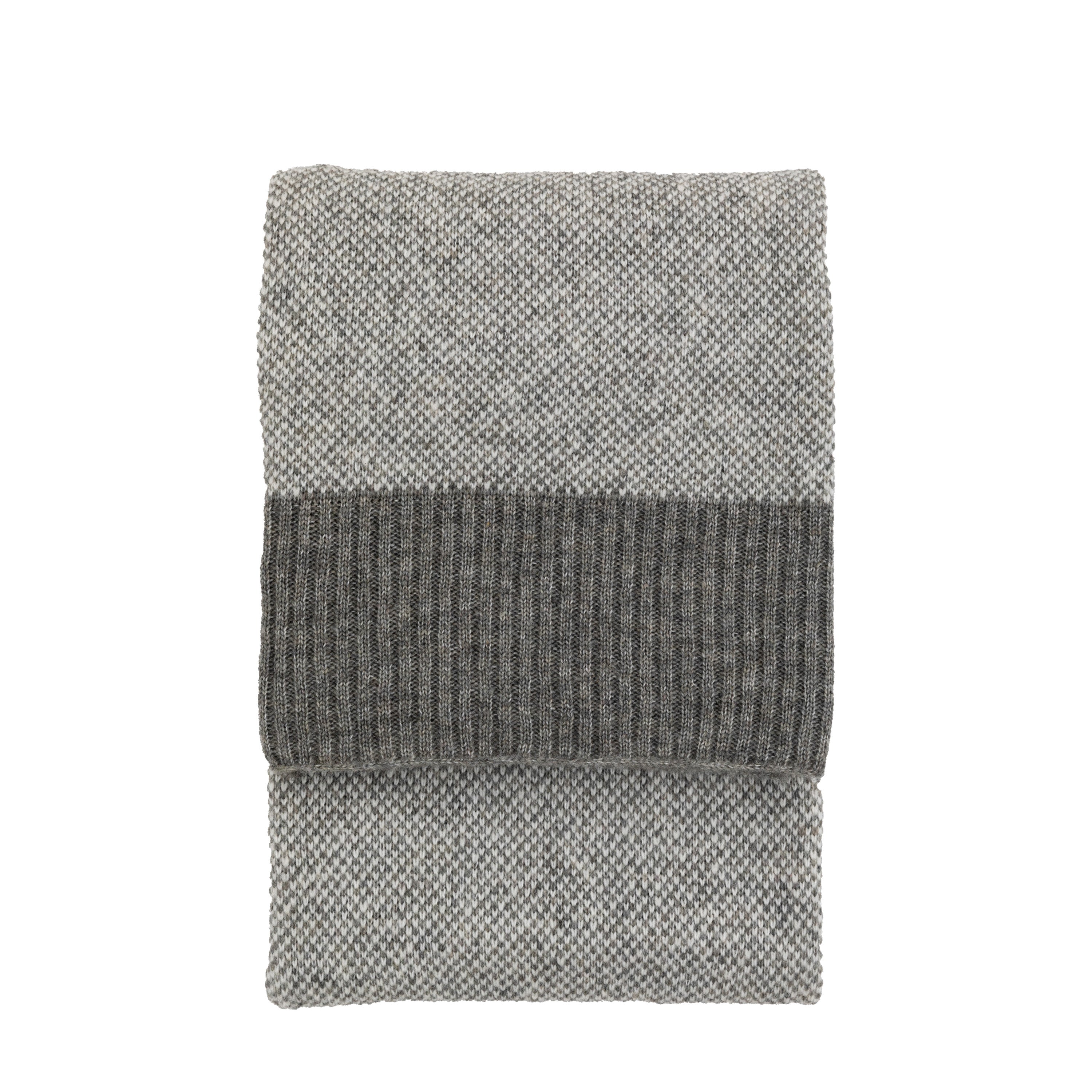 Knitted Parting Throw Grey - Polyester / Wool / Acrylic | Migo Interiors
