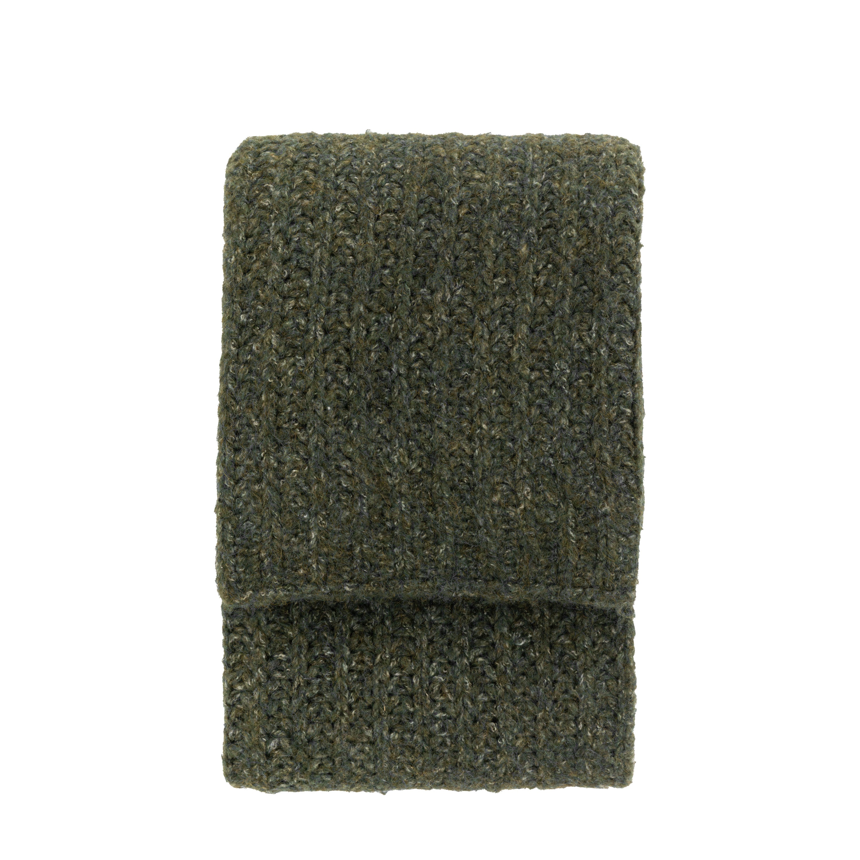 Luxury Melange Knit Throw Khaki - Polyester | Migo Interiors