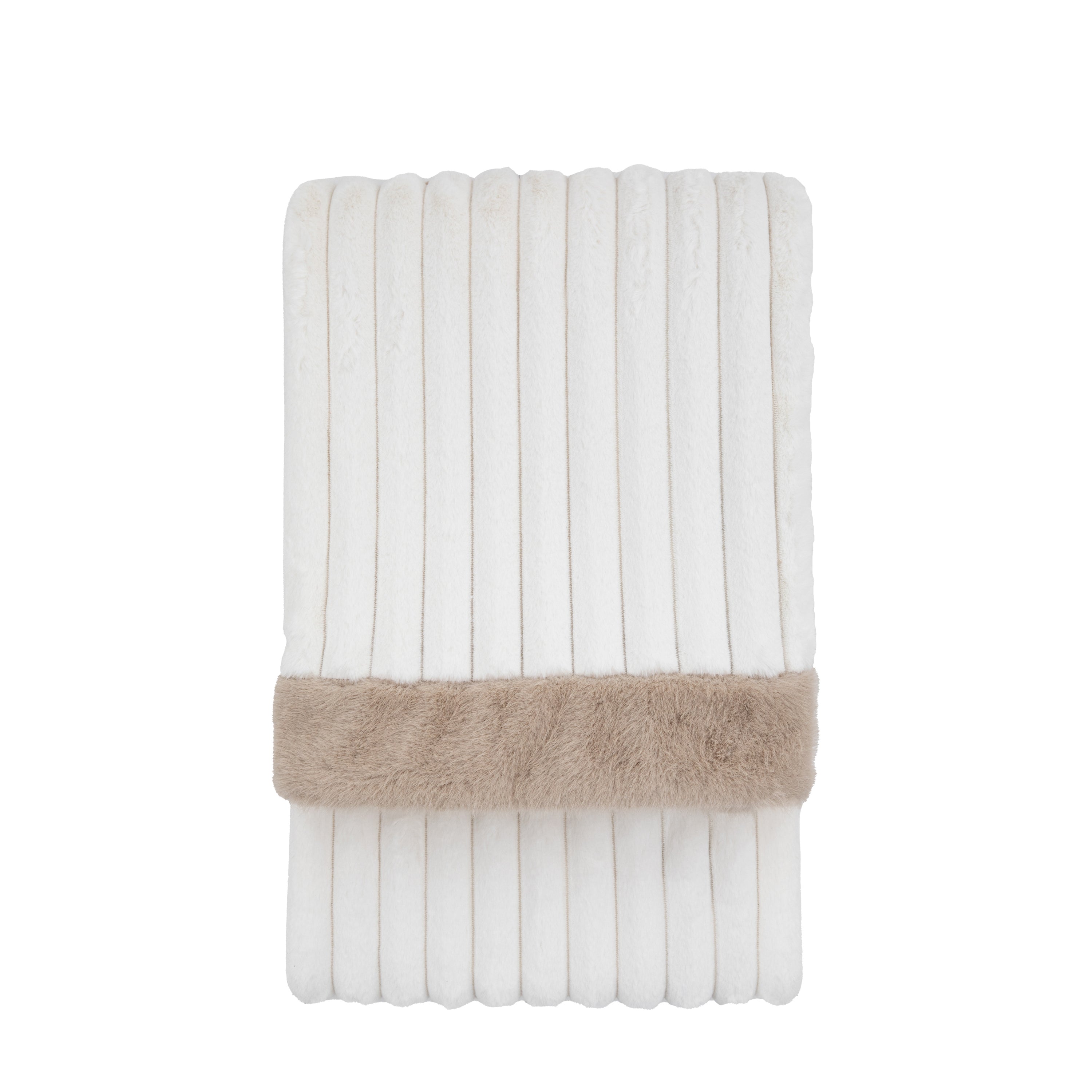 Whinfell Luxury Faux Fur Throw Cream - Polyester | Migo Interiors