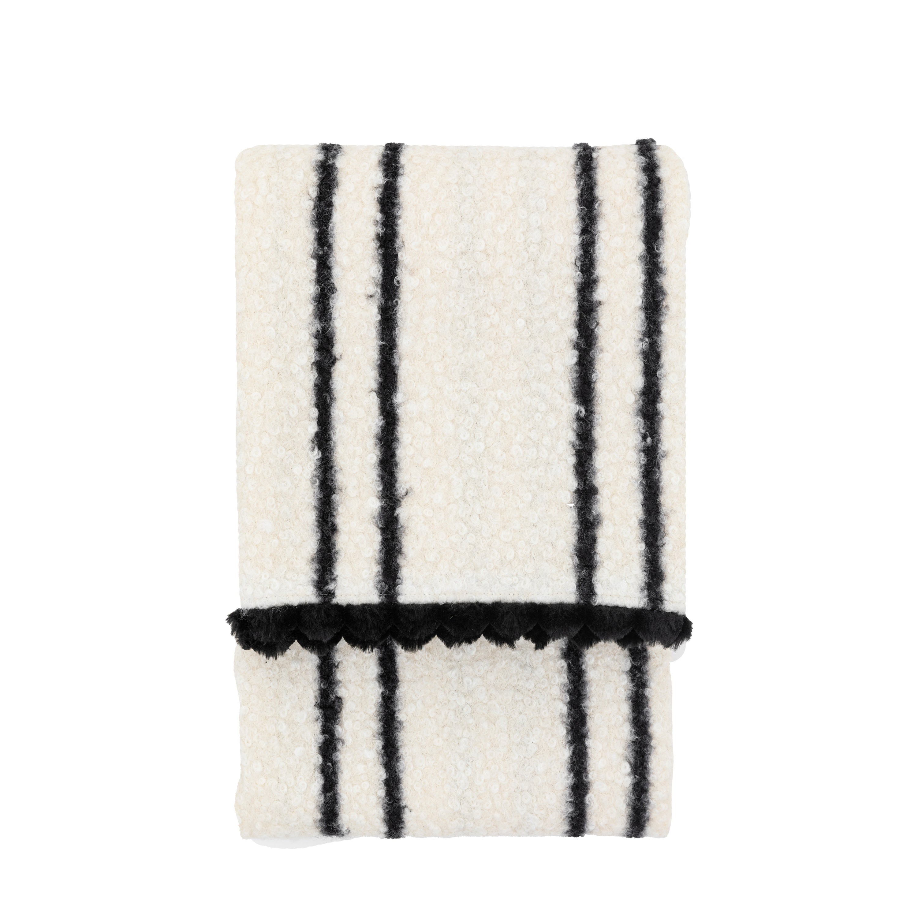 Ophelia Scalloped Throw Cream & Black - Polyester | Migo Interiors