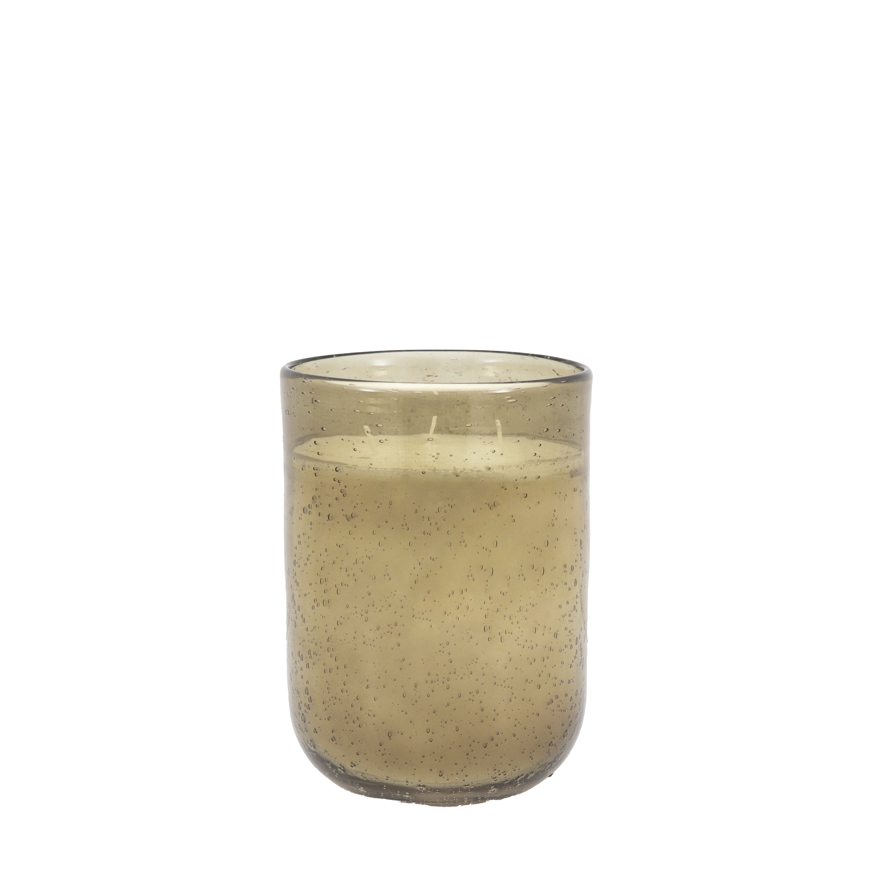 Filled Glass Candle Large Green S'wood & C'wood