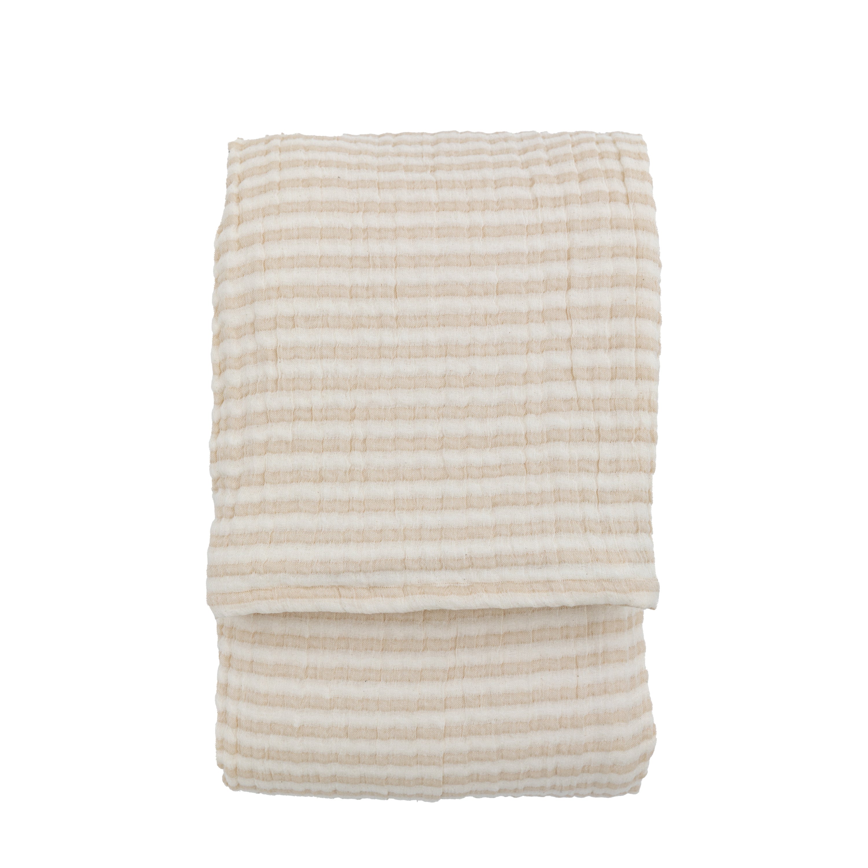 Crinkle Stripe Bedspread Beige - Cotton / Polyester | Migo Interiors