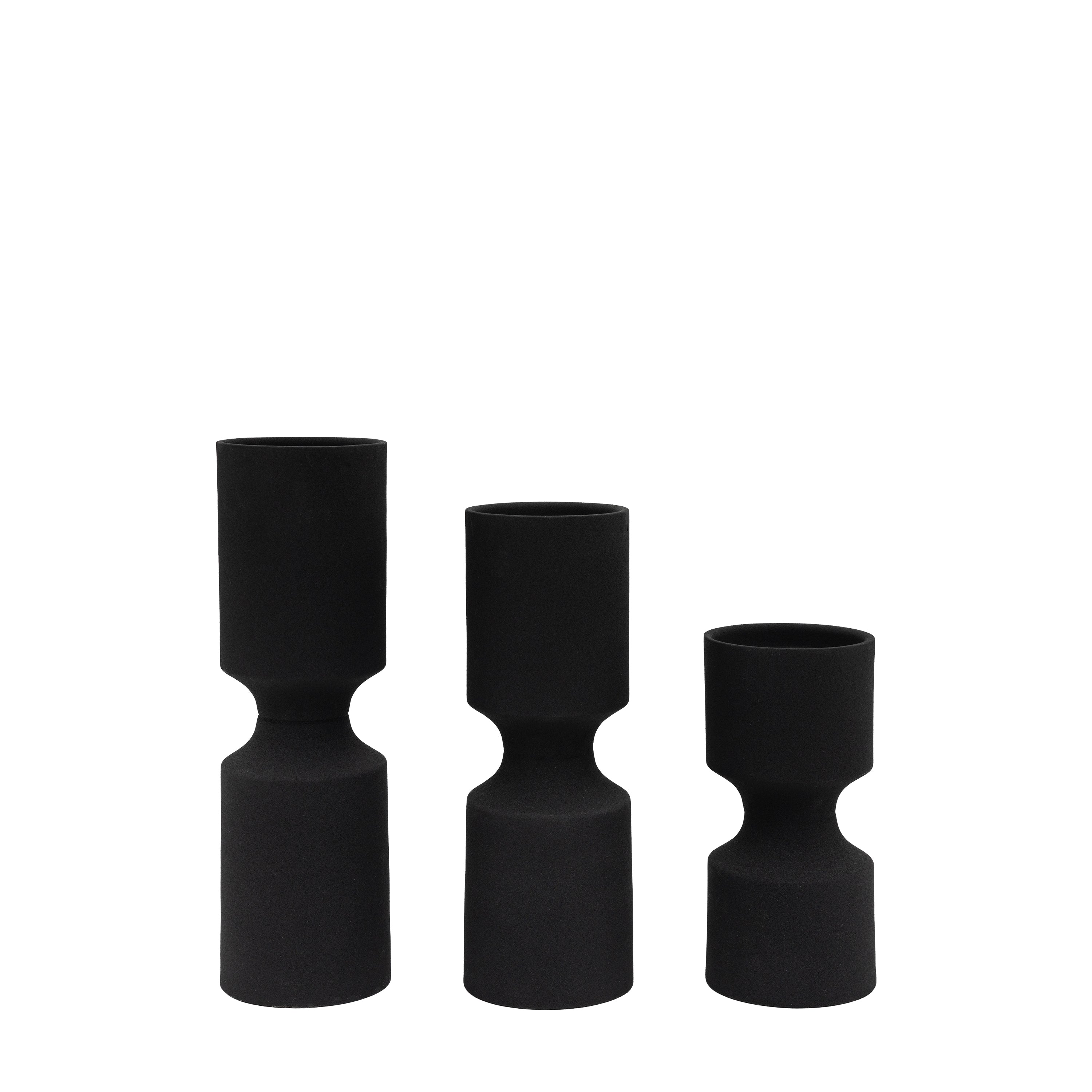 Zia Black Candlestick Set of 3 - Iron | Migo Interiors