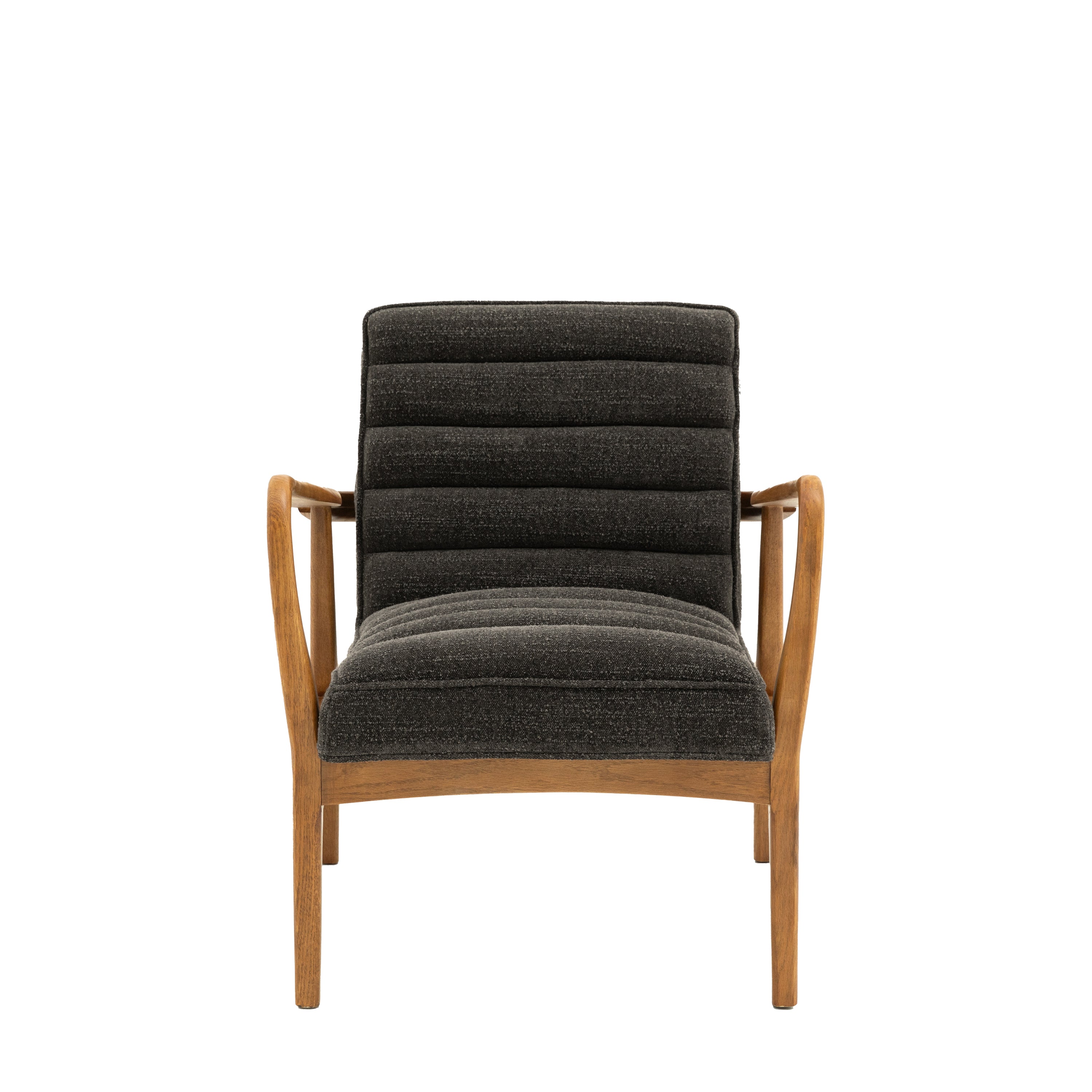 Datsun Armchair Charcoal Boucle - Oak / Polyester / Foam / Polyester Fiber | Migo Interiors