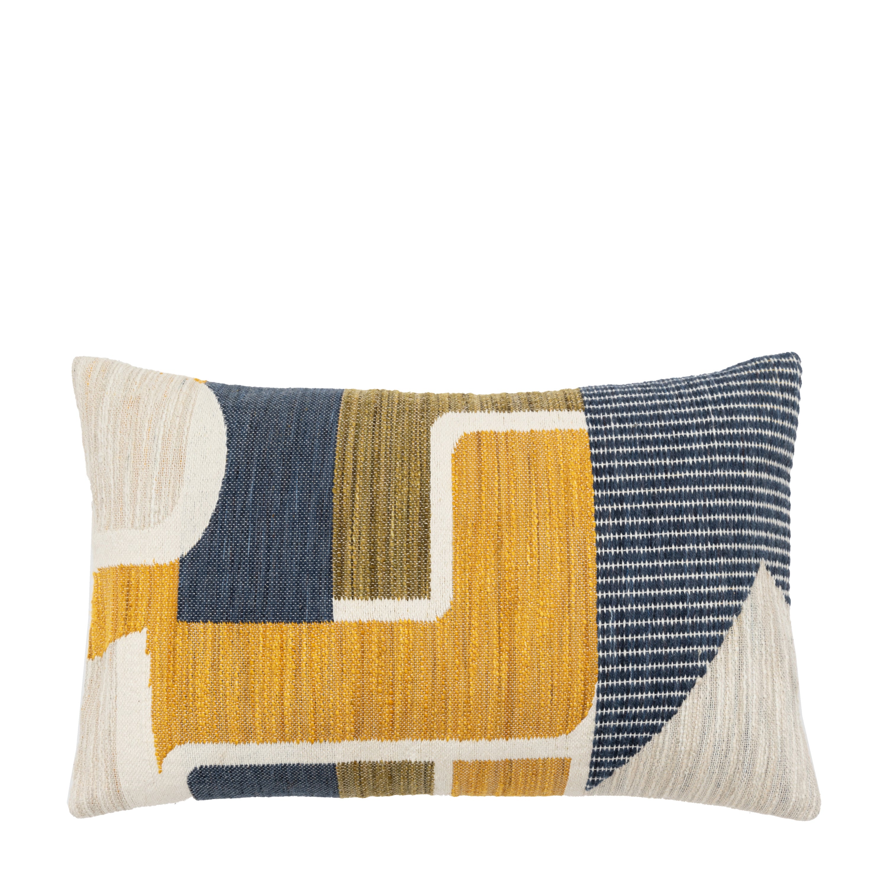 Quinn Jacquard Cushion Ochre & Navy