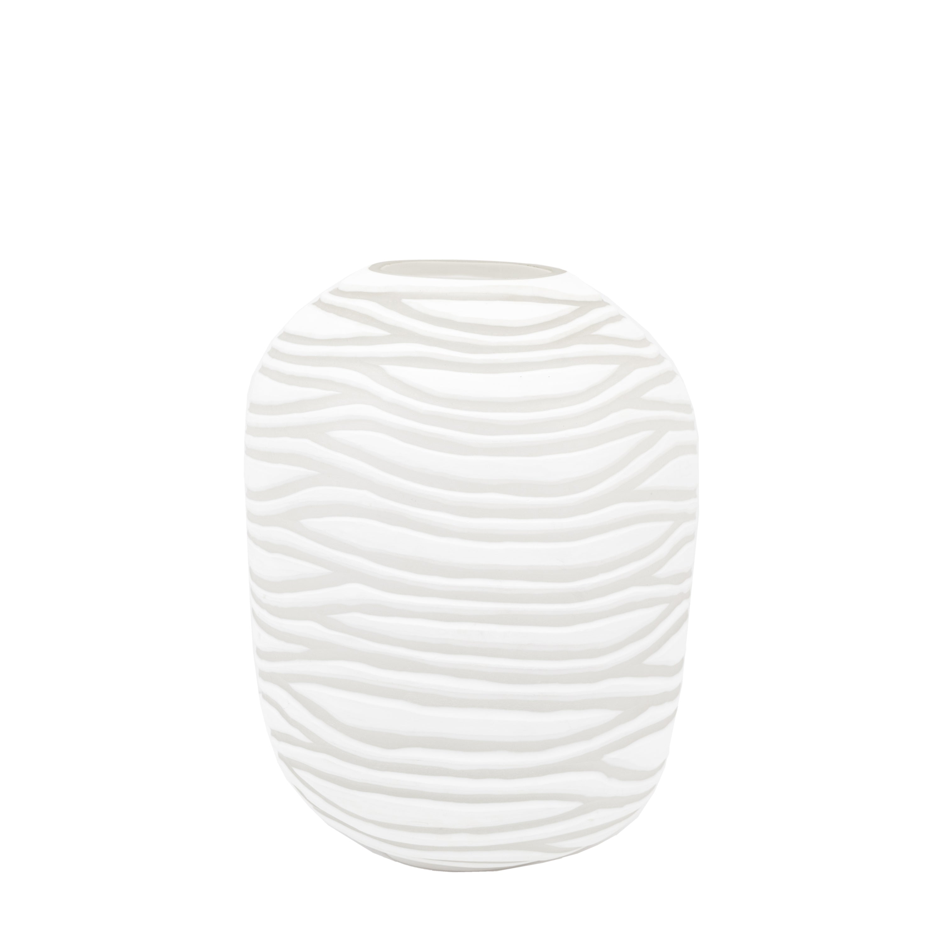 Andorra Handblown Carved Glass Vase White