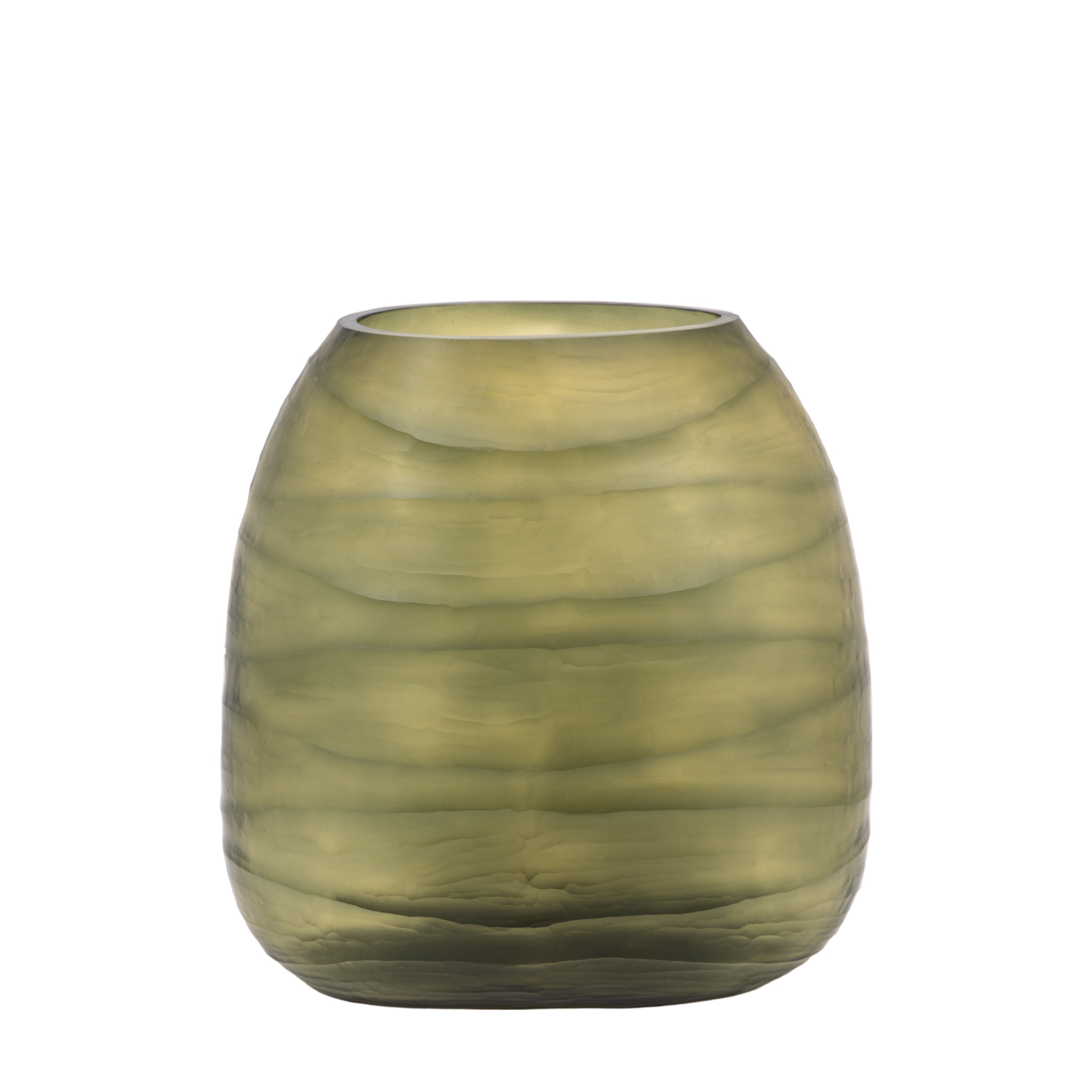Sintra Handblown Carved Glass Vase Olive