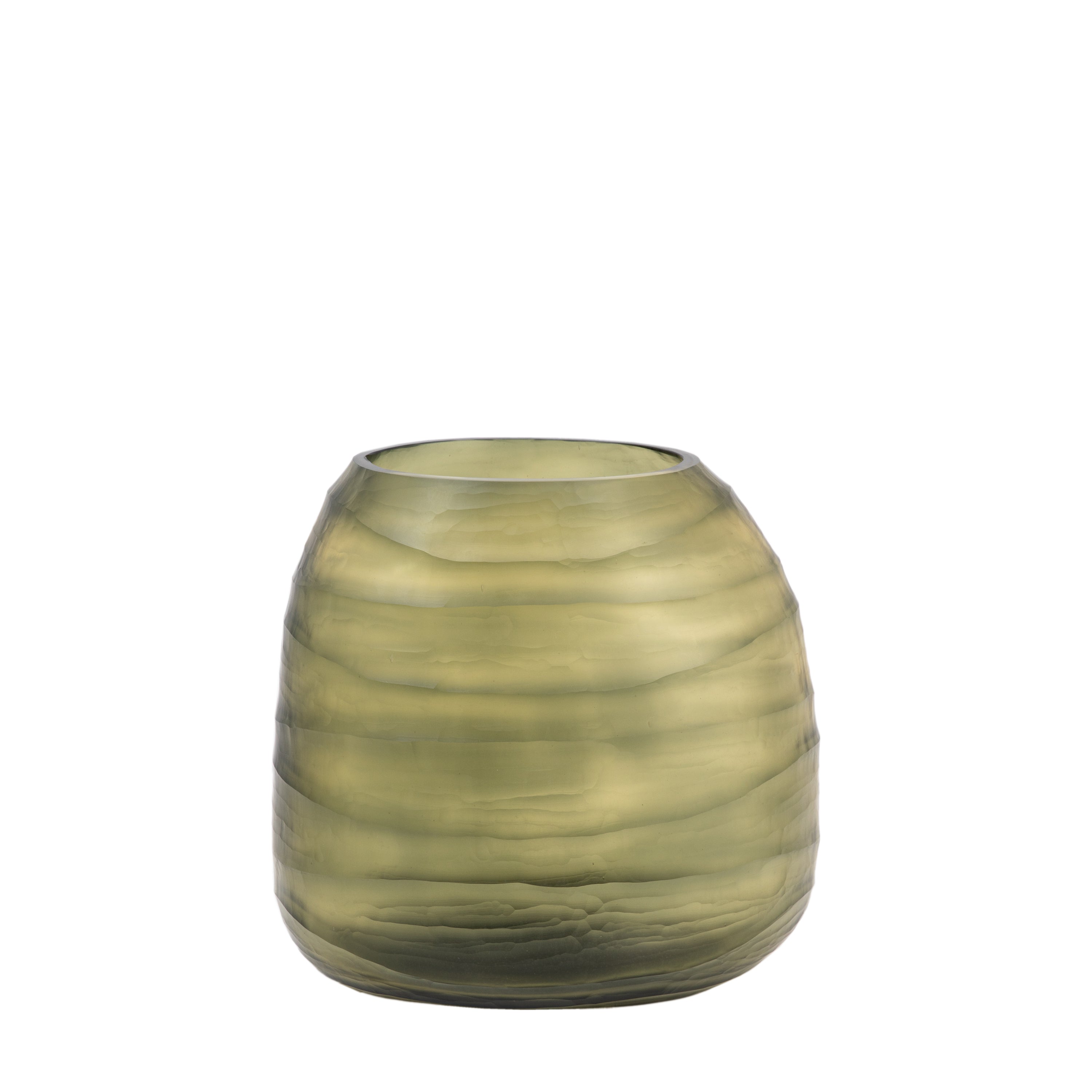 Sintra Handblown Carved Glass Vase Olive