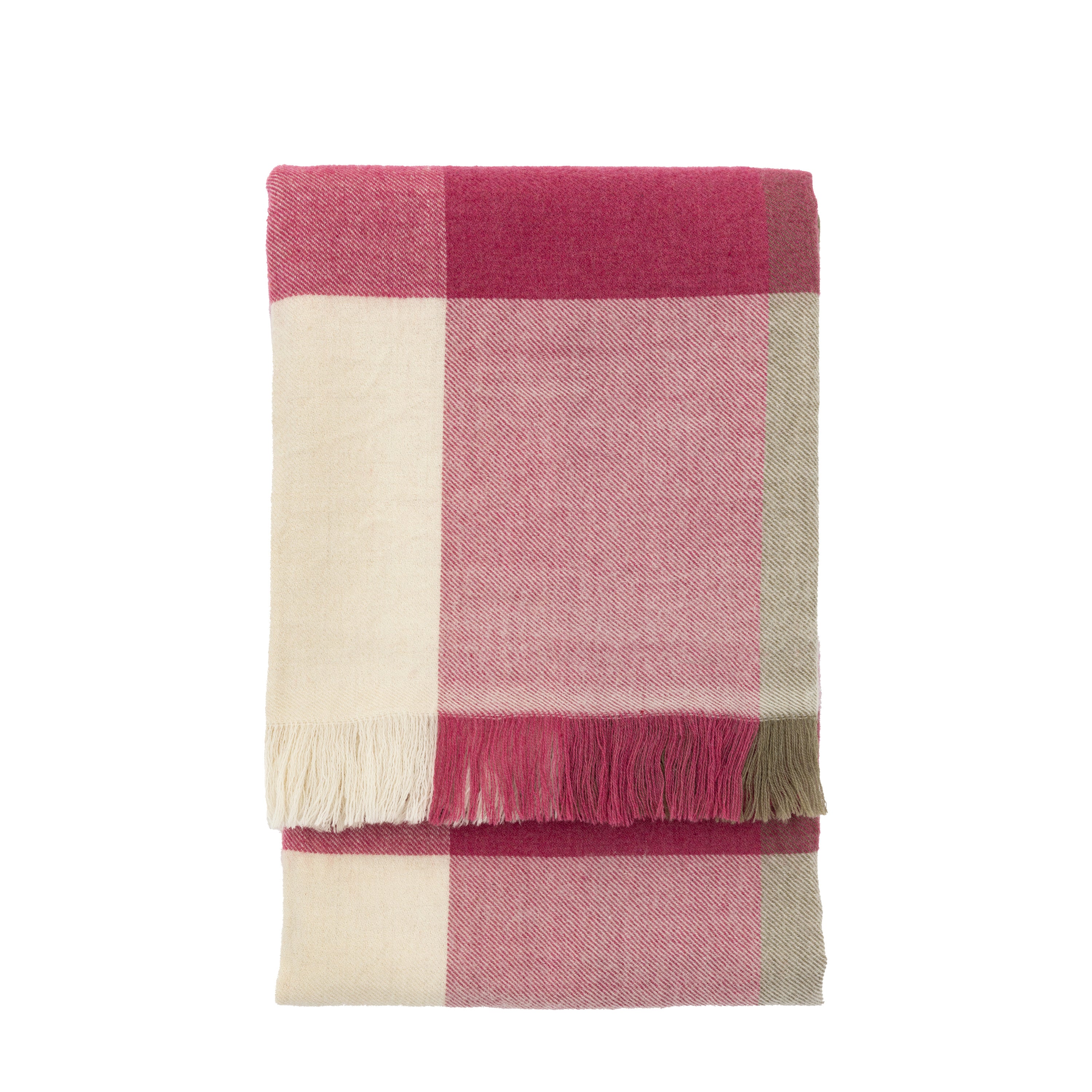 Dursley Check Throw Cranberry & Olive