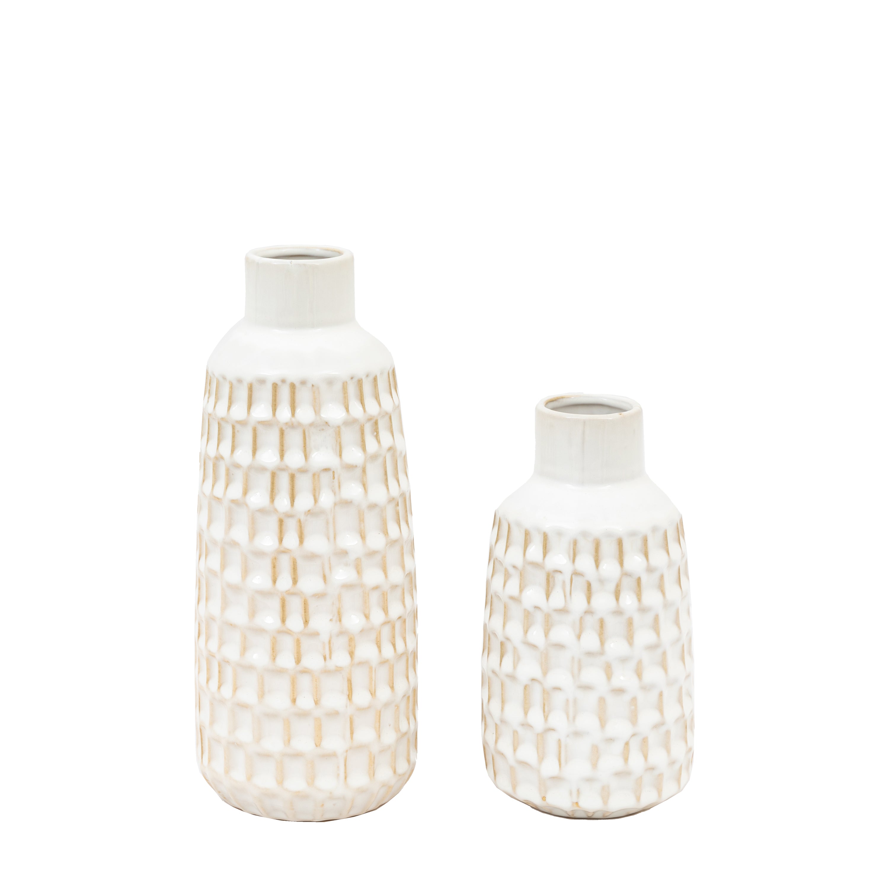 Reno Reactive Glaze Vase White (Set of 2)