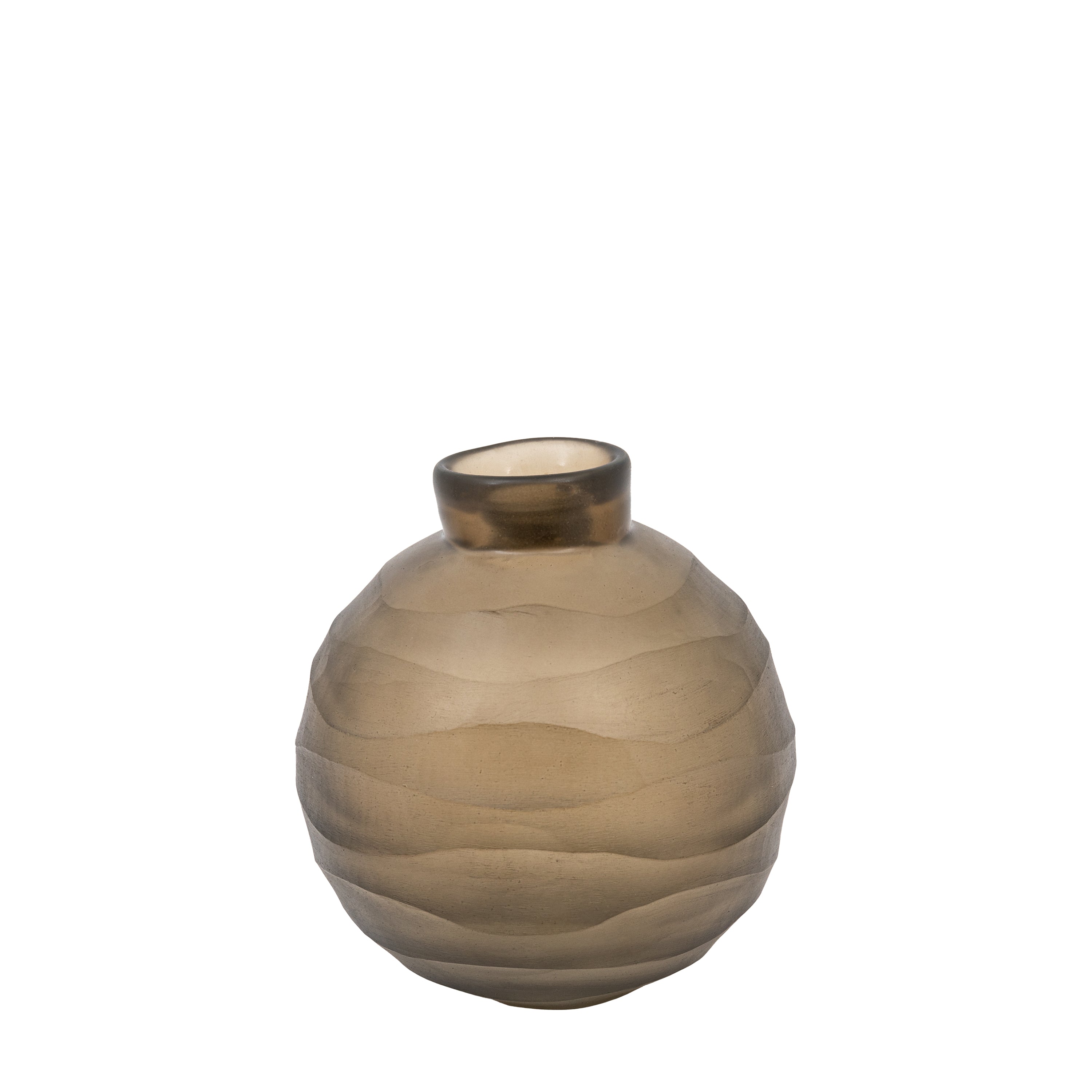 Bevelled Glass Globe Vase Smoke