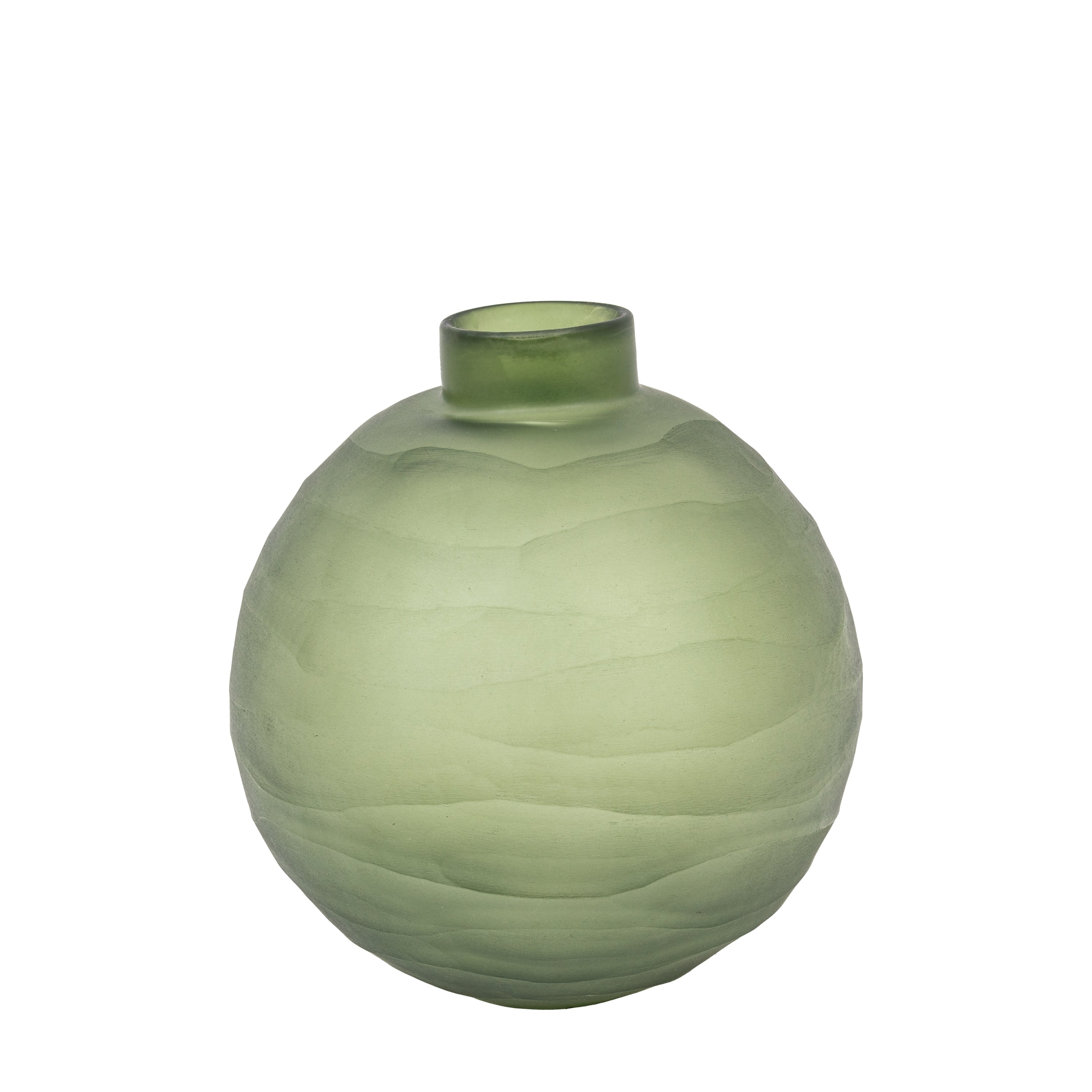 Bevelled Glass Globe Vase Green