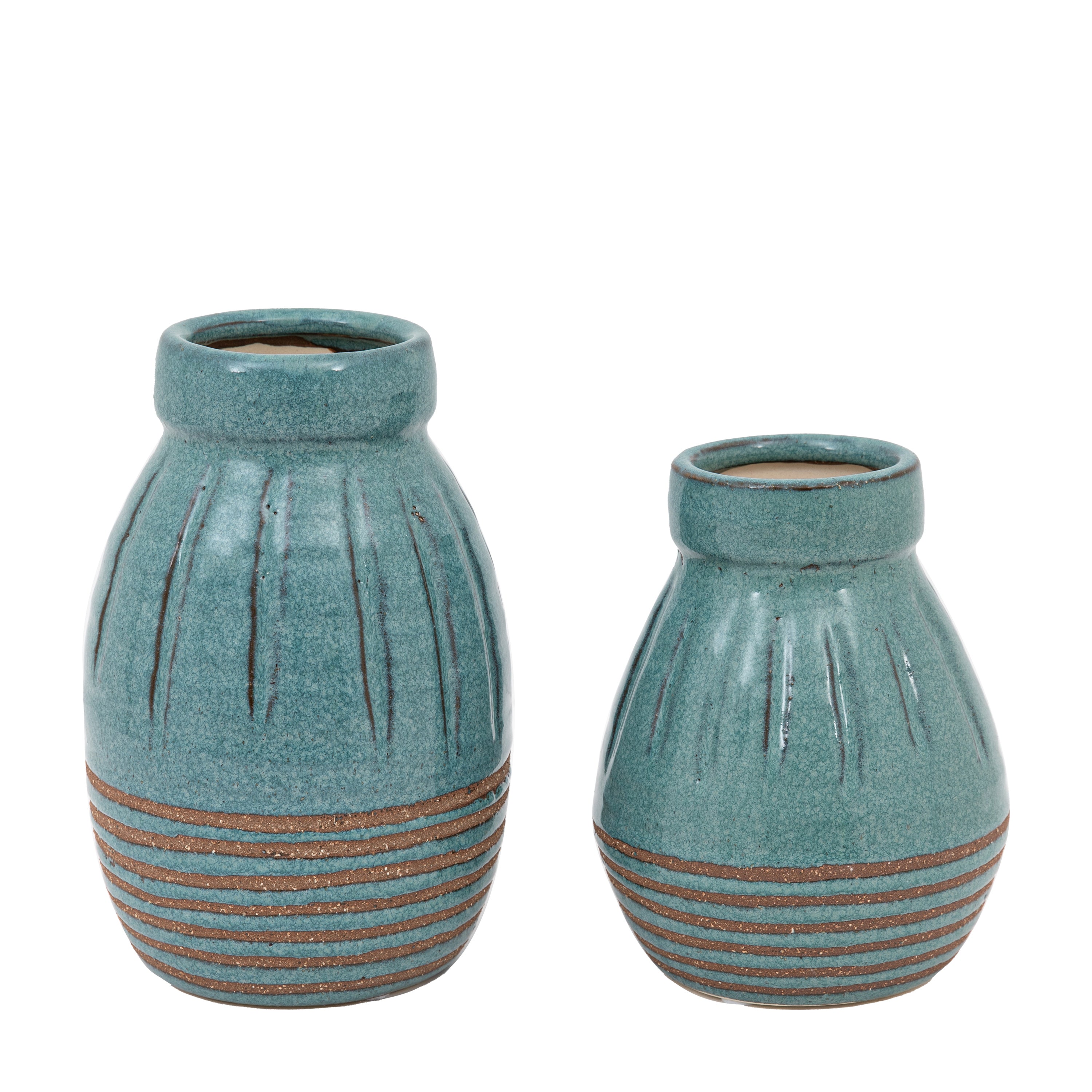 Southwold Ribbed Ceramic Vase Teal (Set of 2)