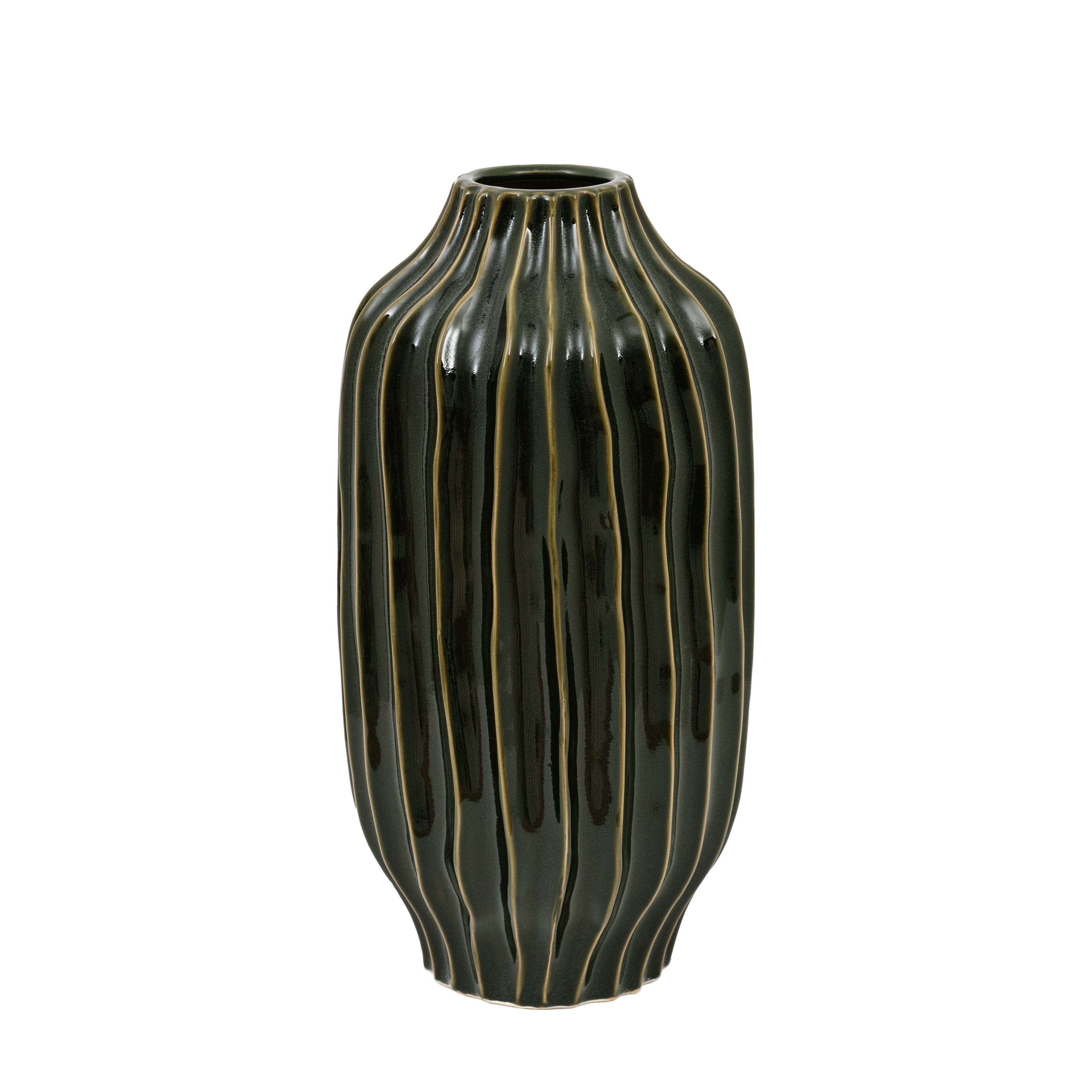 Organic Ribbed Vase Olive