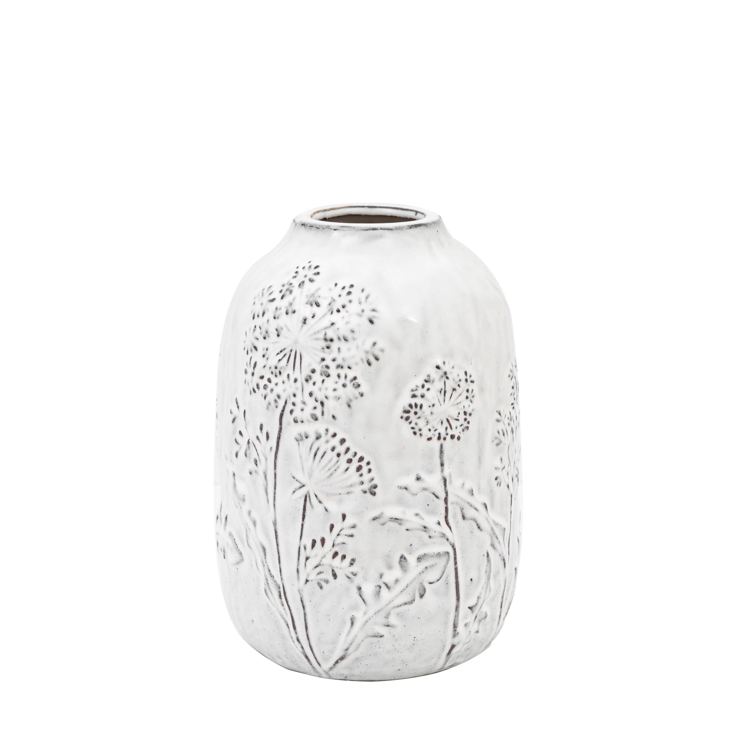 Meadow Embossed Ceramic Vase Stone