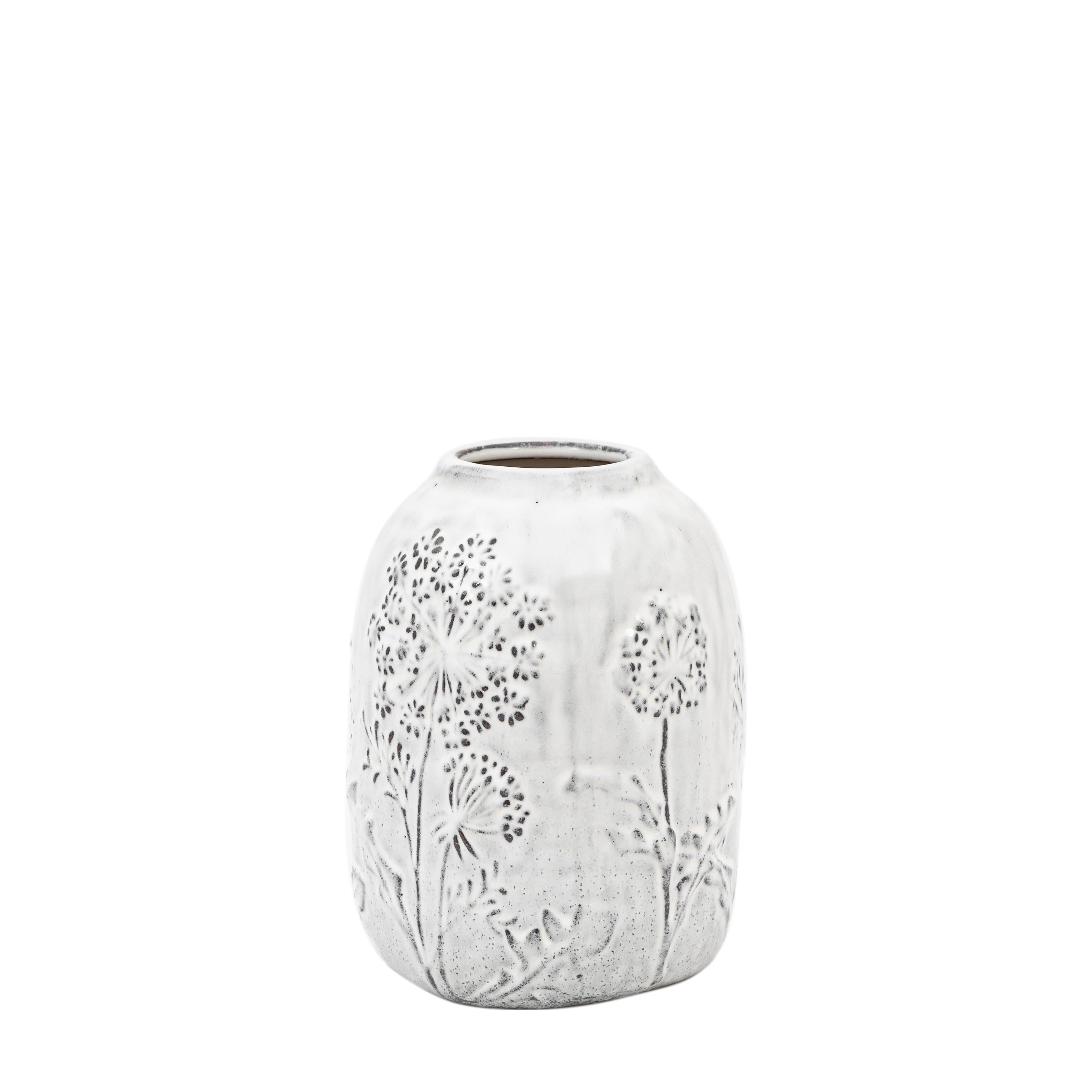 Meadow Embossed Ceramic Vase Stone
