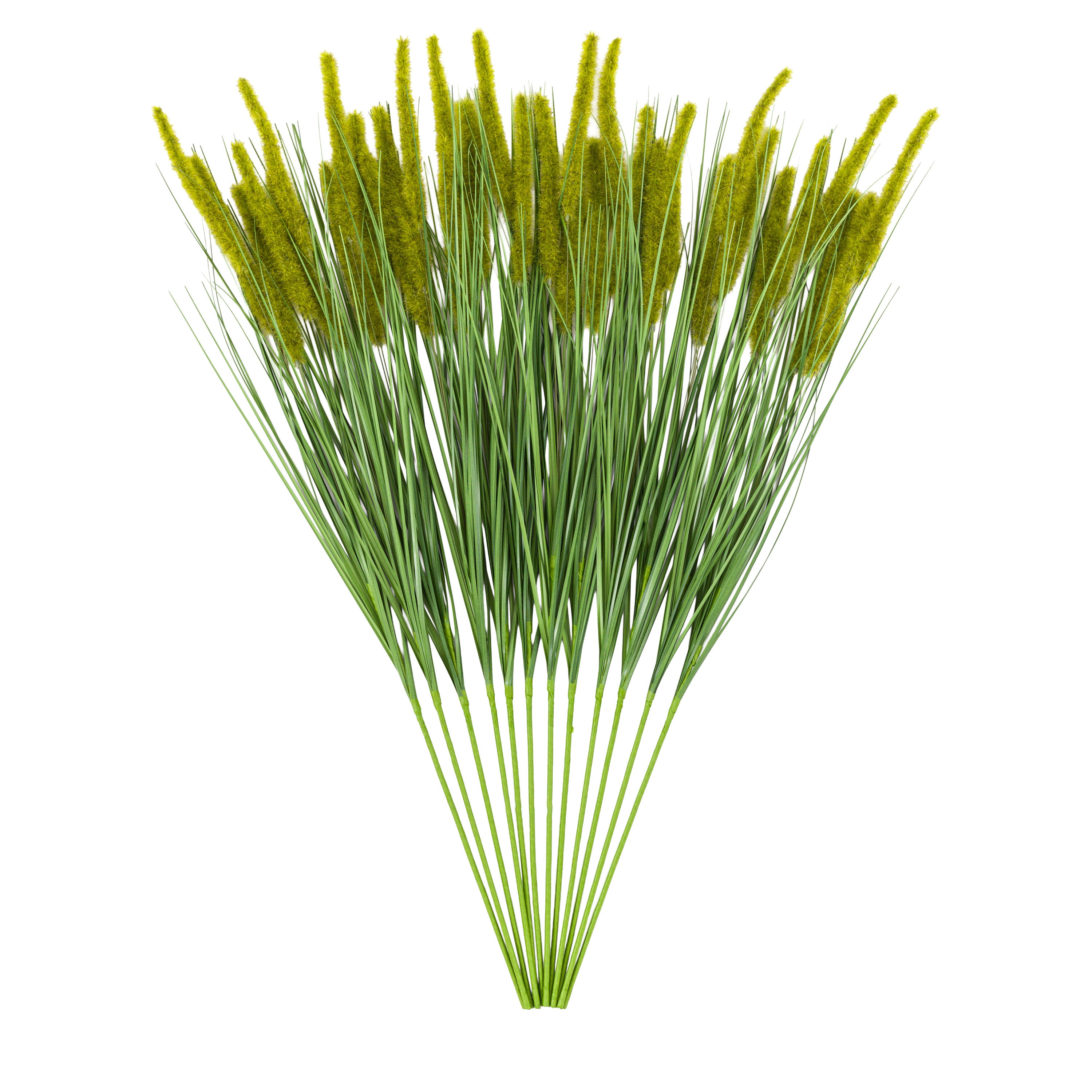 Faux Grass with Seed Heads Green (12pk)