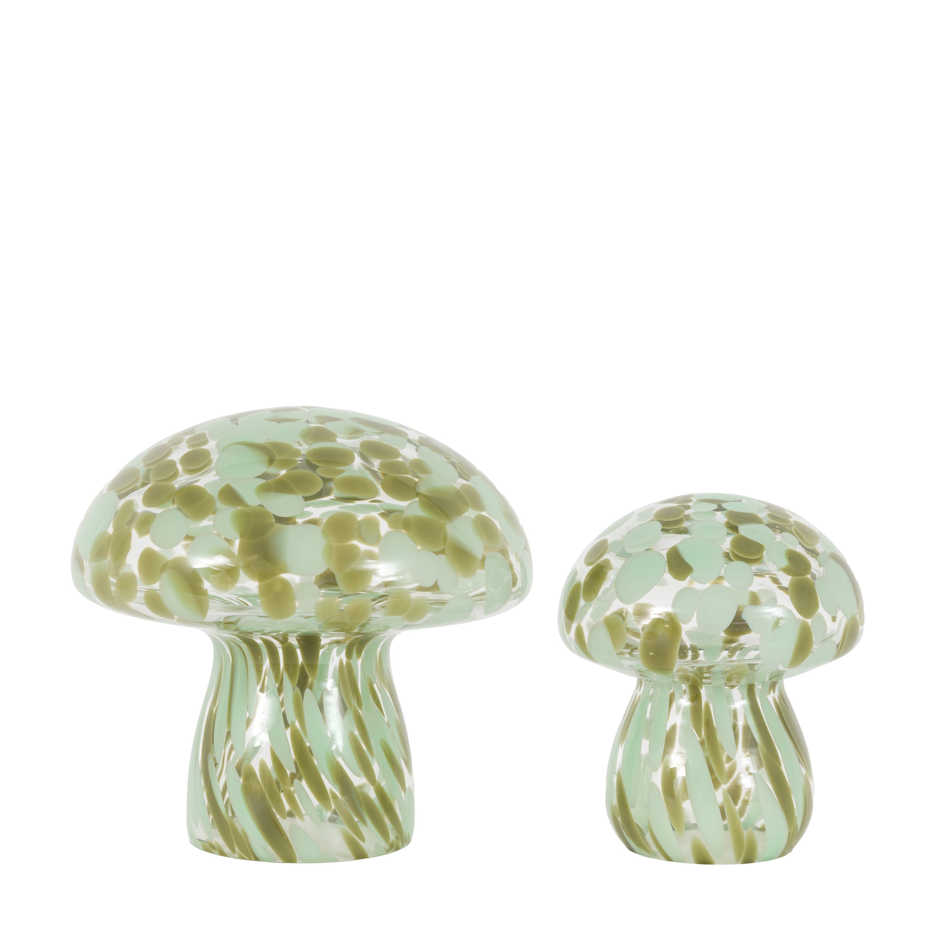 Confetti Glass Mushrooms Set of 2 Forest Green