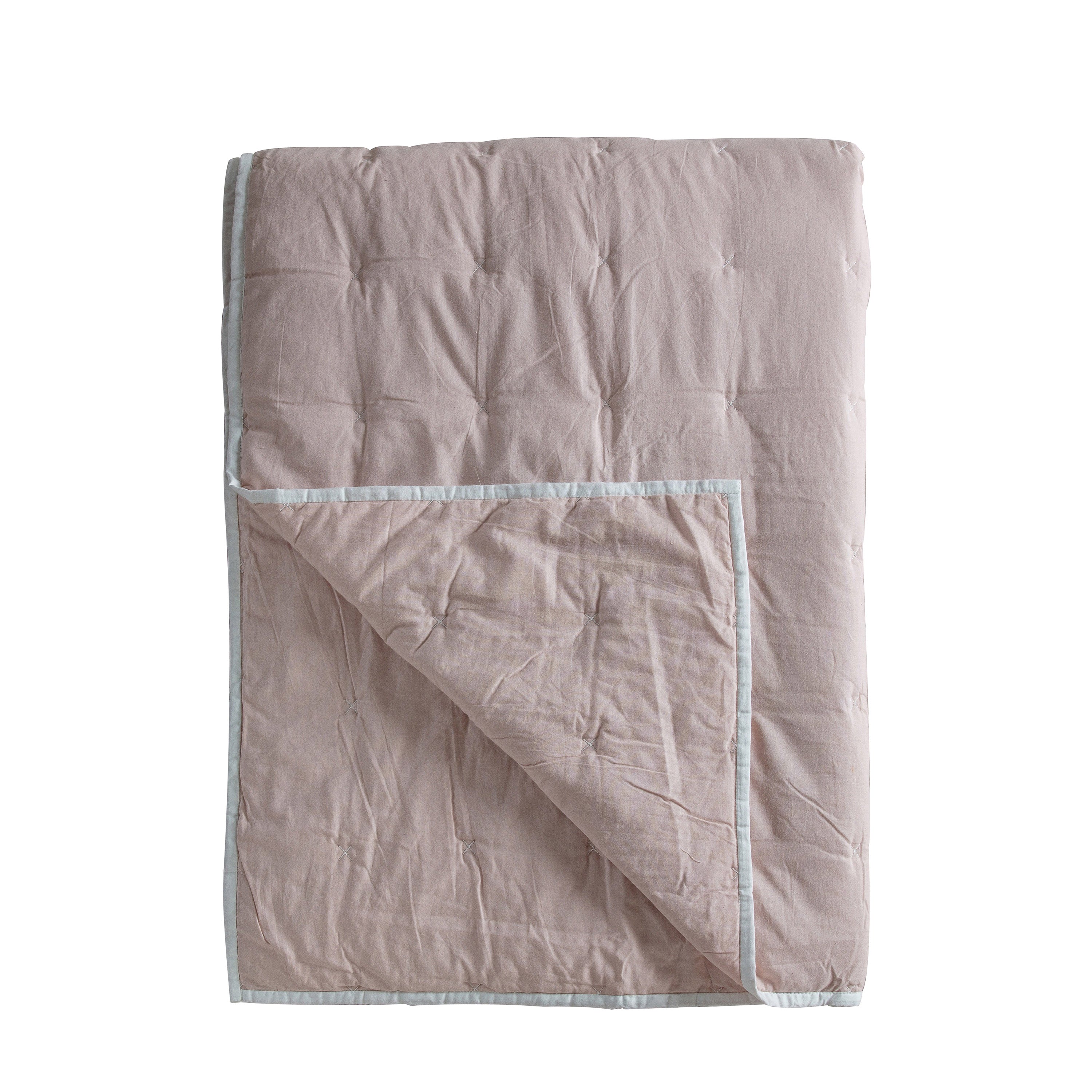 Cotton Stitch Bedspread White Blush - Cotton / Polyester Fibre Padding | Migo Interiors