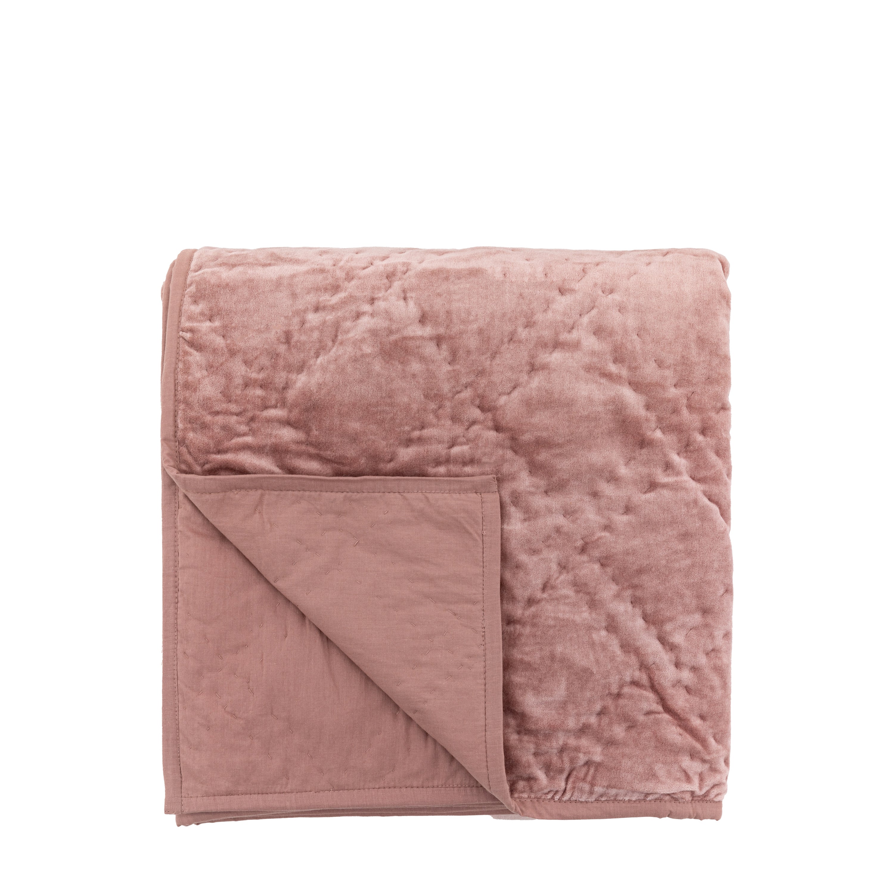 Quilted Cotton Velvet Bedsp Blush - Cotton / Polyester Filling | Migo Interiors