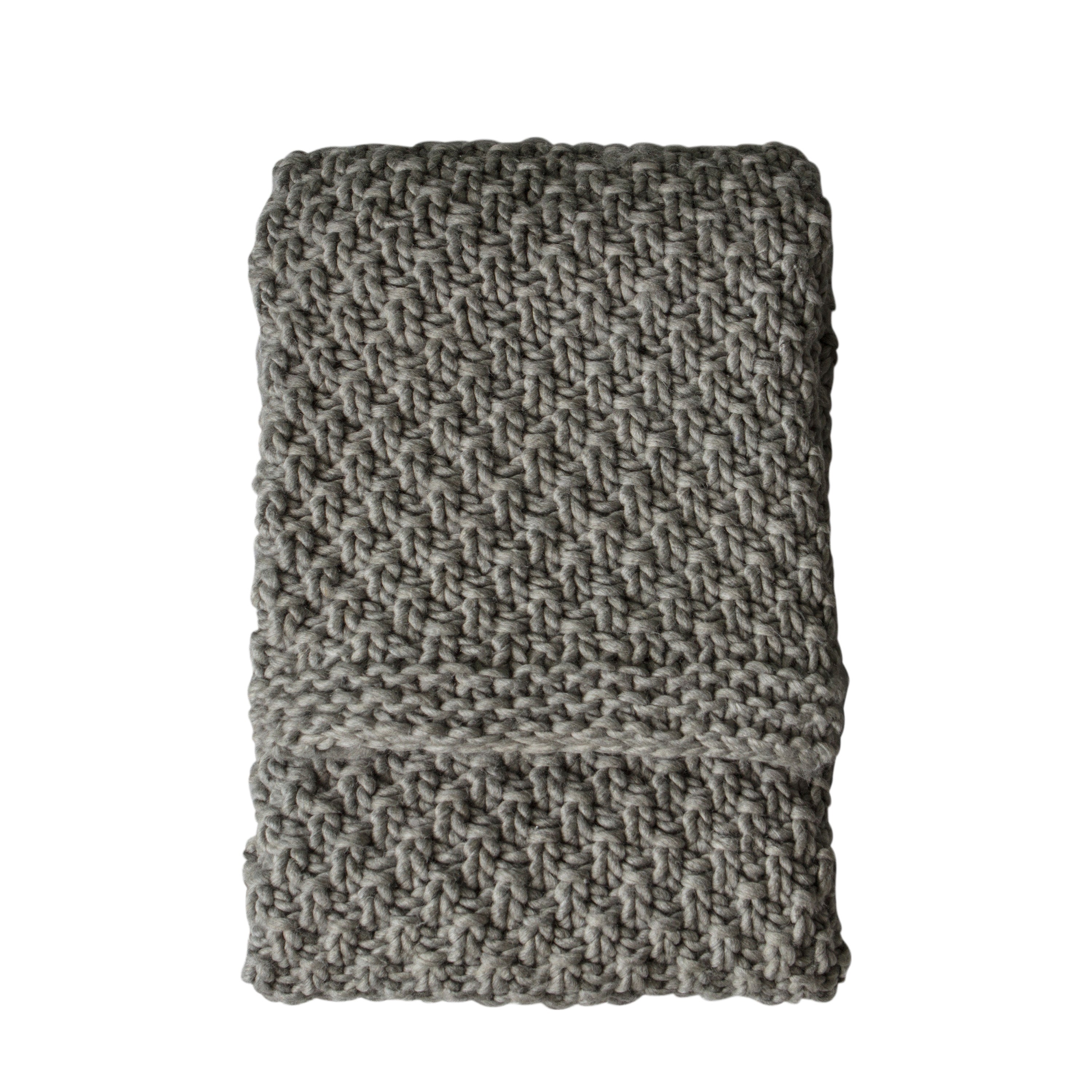 Moss Chunky Knitted Throw Grey - Polyester / Acrylic | Migo Interiors