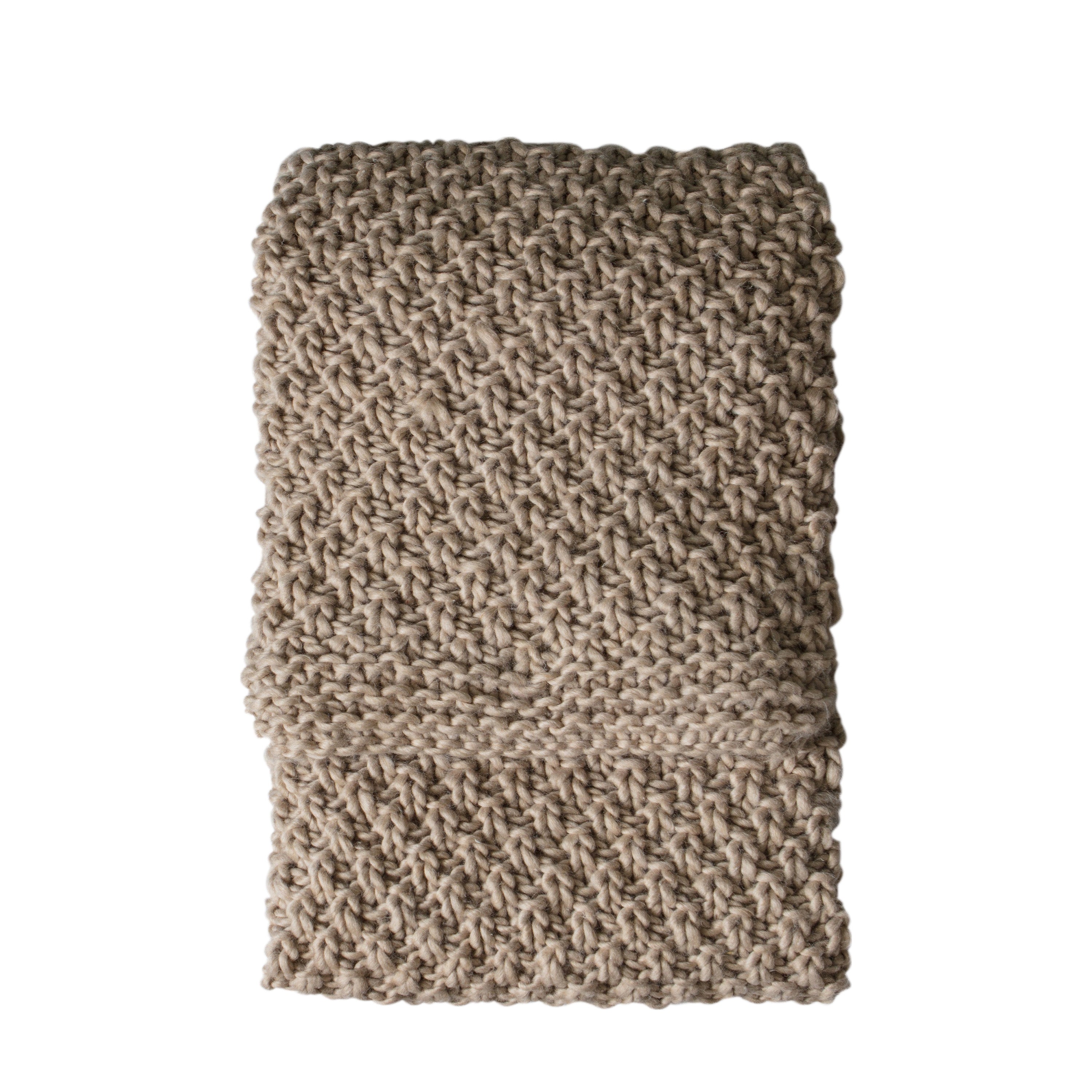 Moss Chunky Knitted Throw Oatmeal - Polyester / Acrylic | Migo Interiors