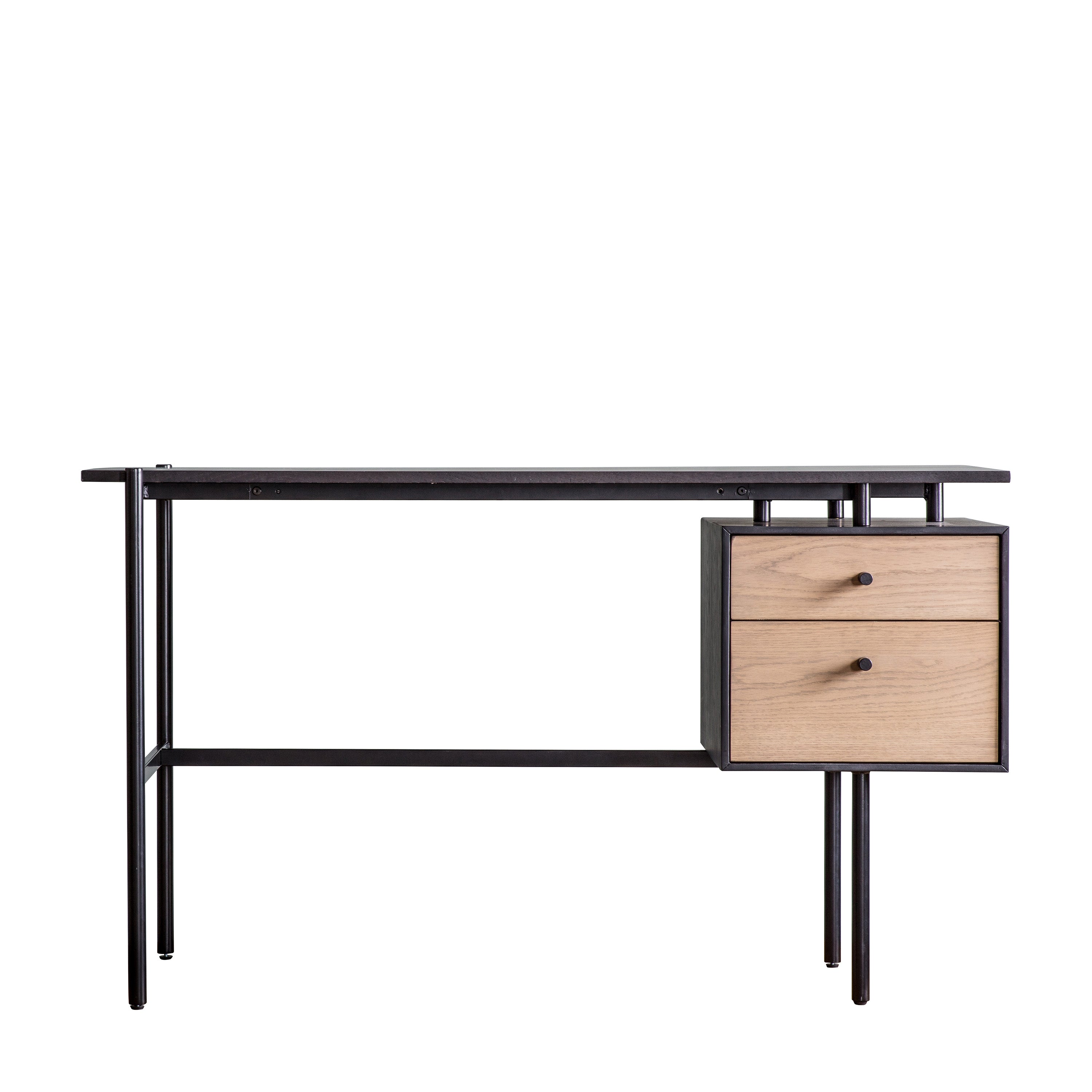 Carbury 2 Drawer Desk - Oak Veneered MDF / Steel | Migo Interiors