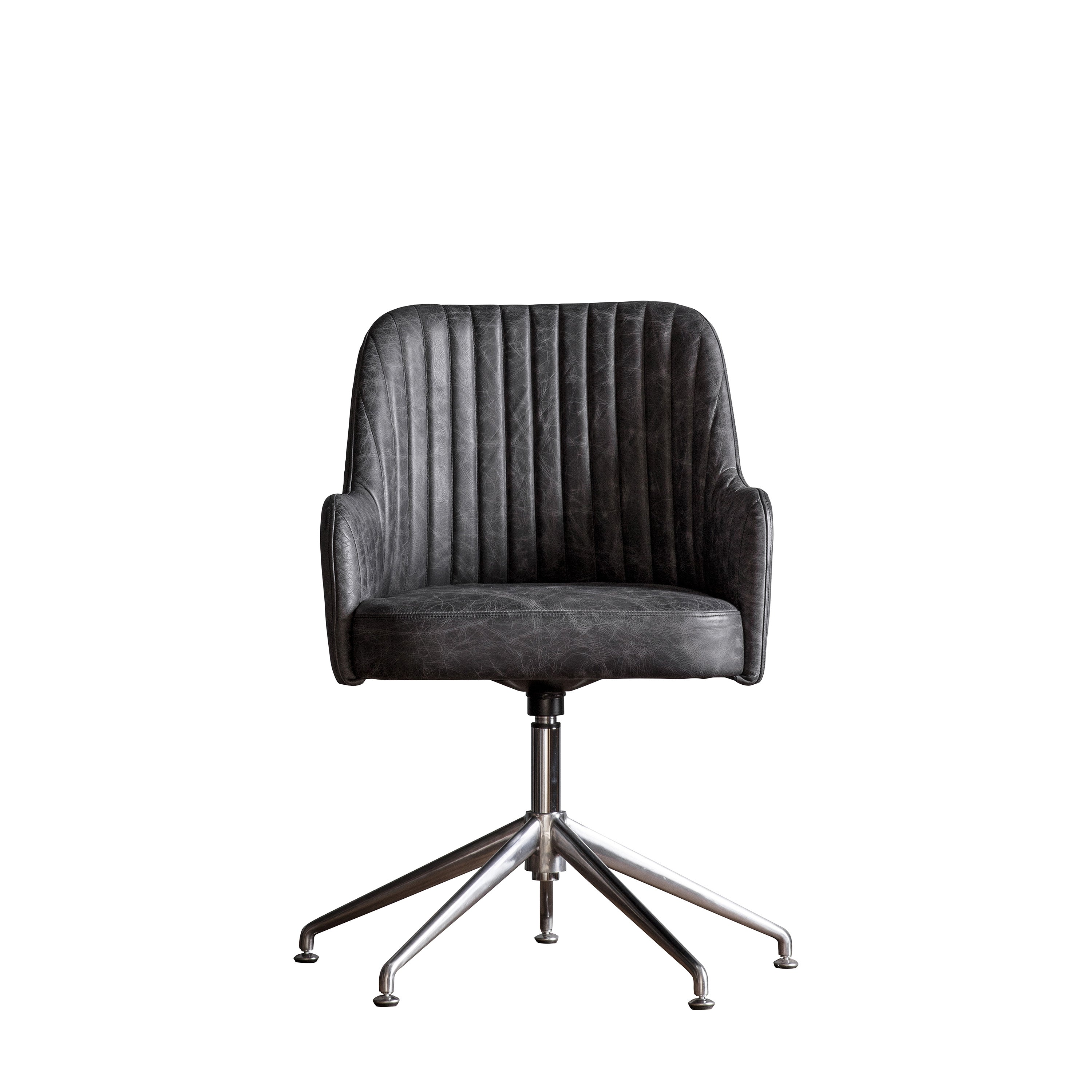 Curie Swivel Chair Antique Ebony - Aluminium Alloy / Plywood / Leather / Foam | Migo Interiors