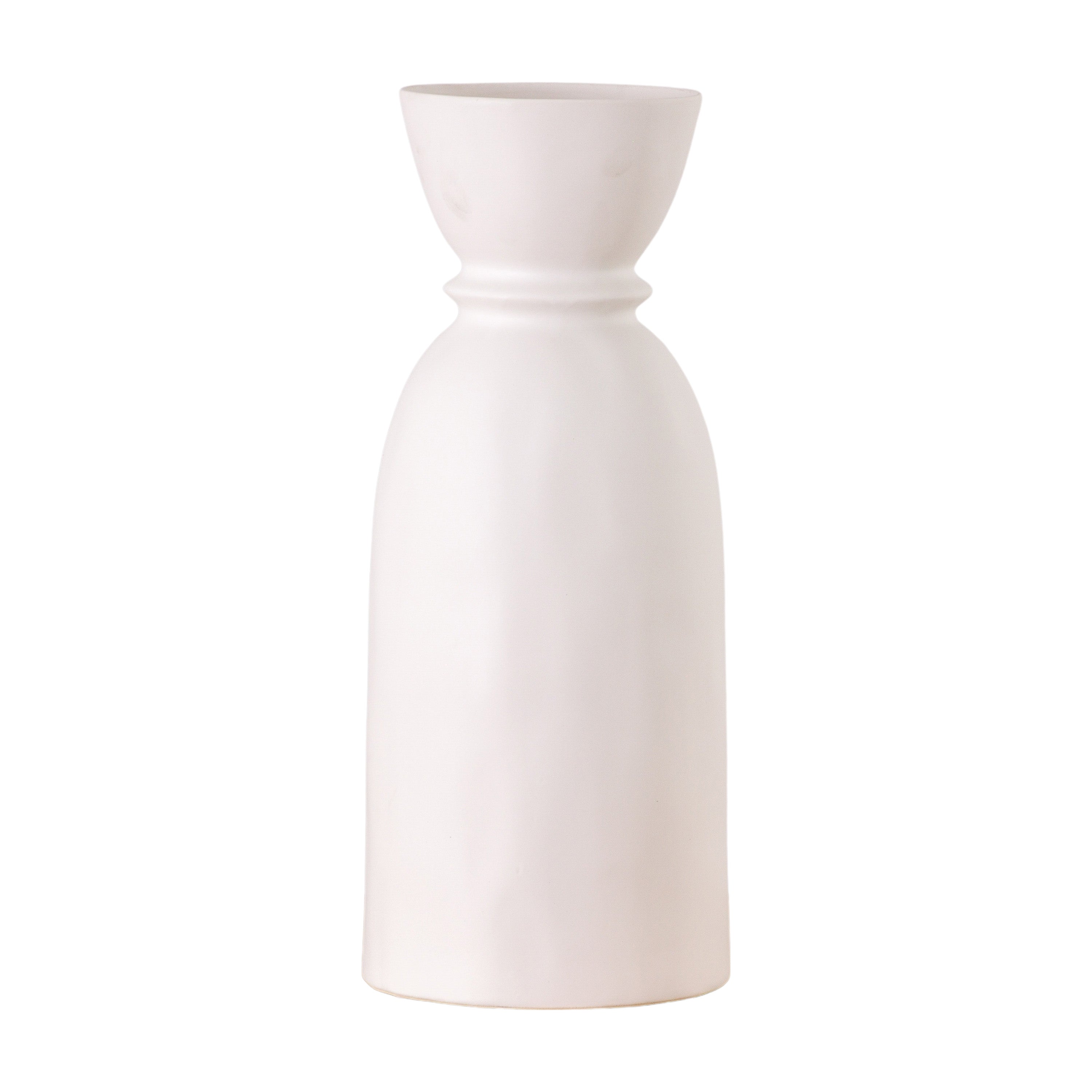 Takada Bottle Vase White - Stoneware | Migo Interiors