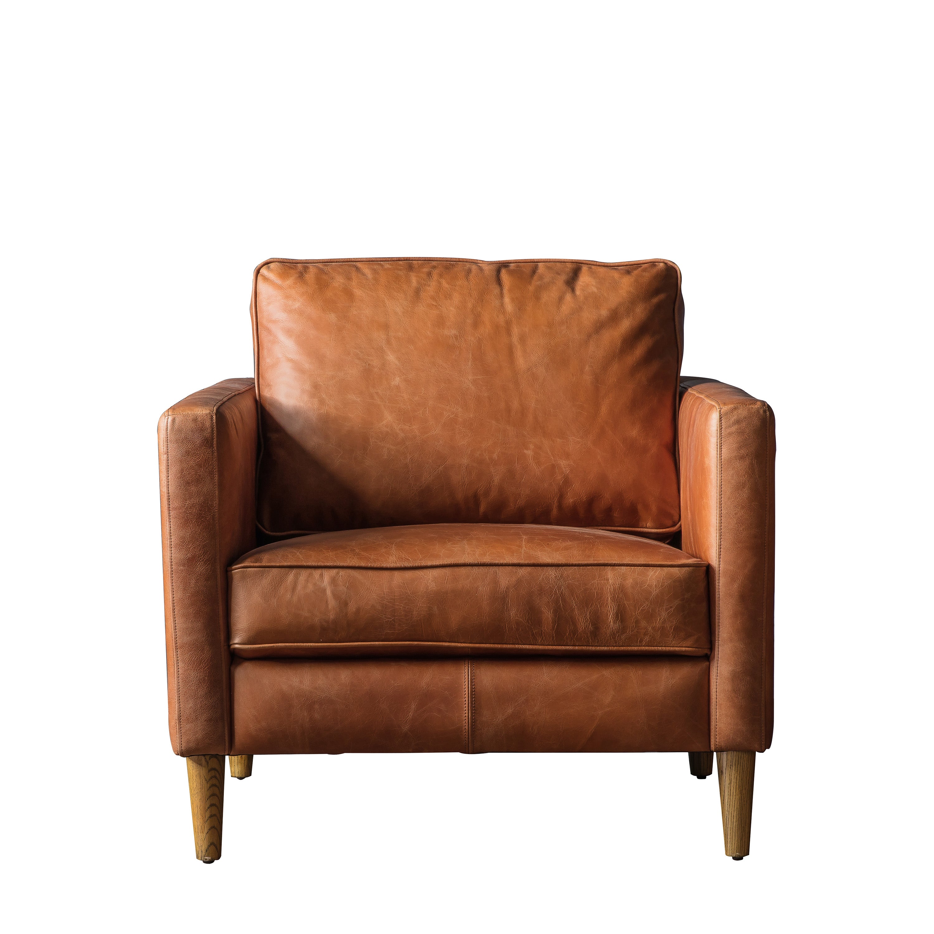 Osborne Armchair Vintage Brown Leather - Leather / Foam / Ash / Plywood | Migo Interiors