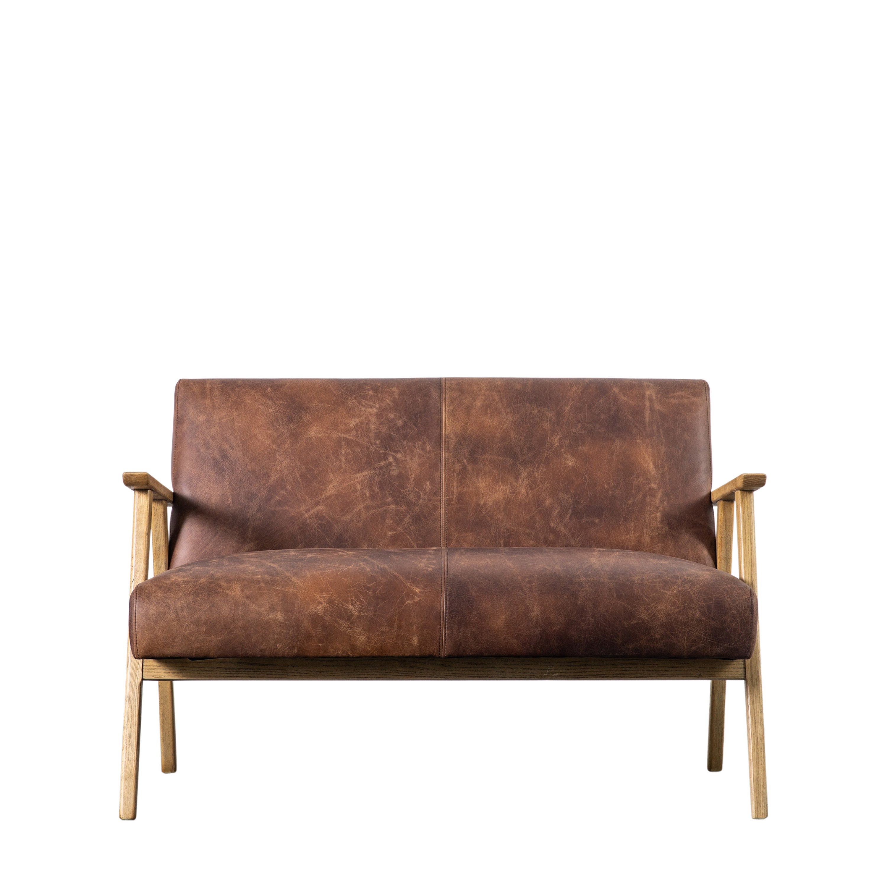 Neyland 2 Seater Sofa Vintage Brown Leather - Leather / Foam / Ash / Plywood | Migo Interiors